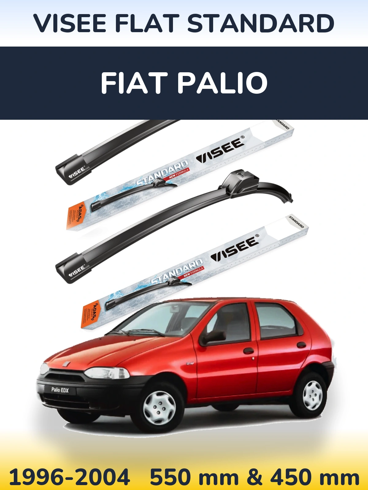 Комплект передніх щіток VISEE FLAT STANDARD 550 & 450 мм для Fiat Palio 1996-2004