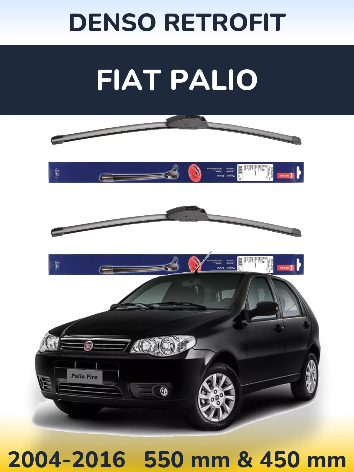 Комплект передніх щіток Denso Retrofit 550 & 450 мм для Fiat Palio 2004-2016