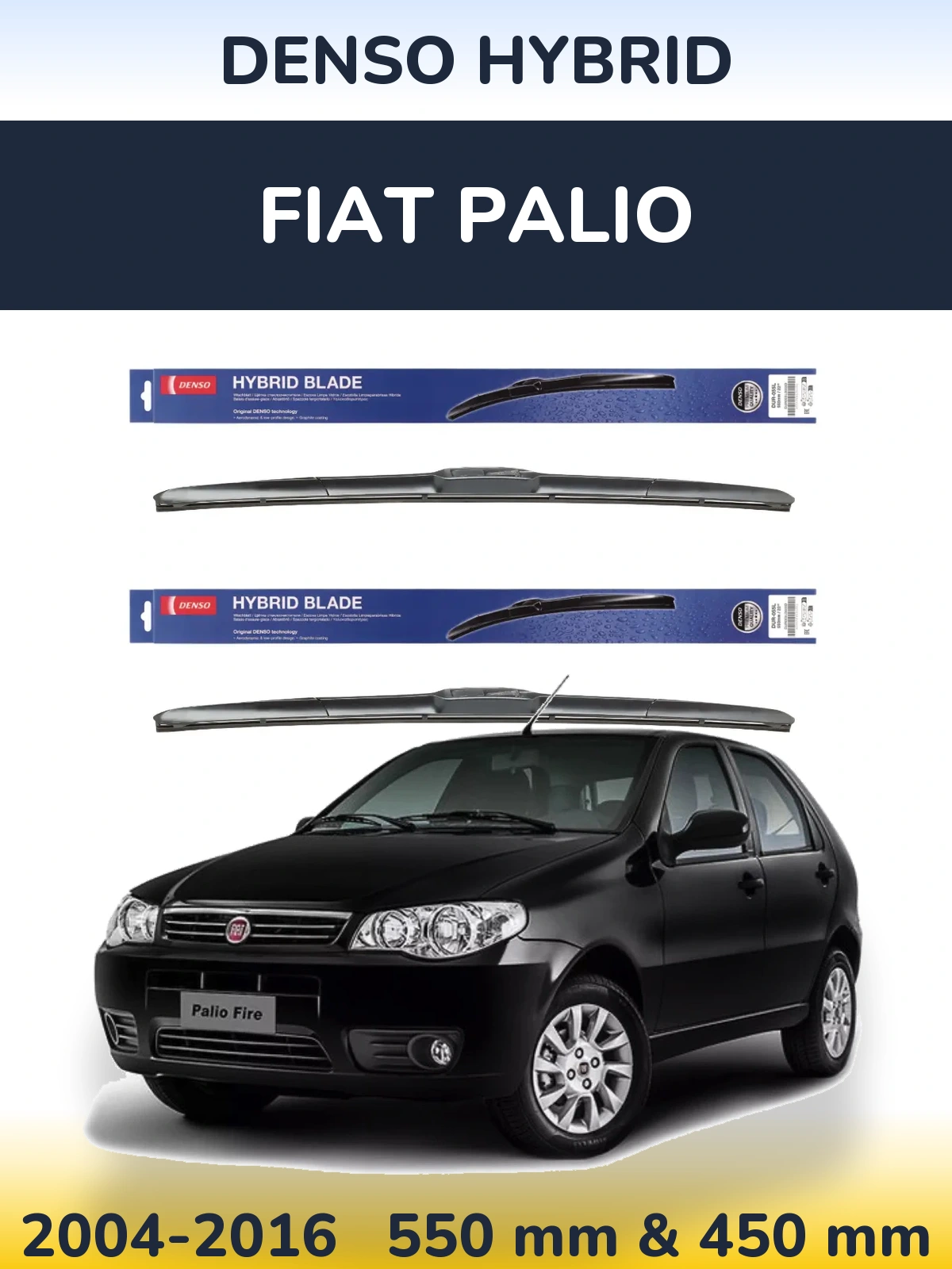 Комплект передніх щіток Denso Hybrid 550 & 450 мм для Fiat Palio 2004-2016