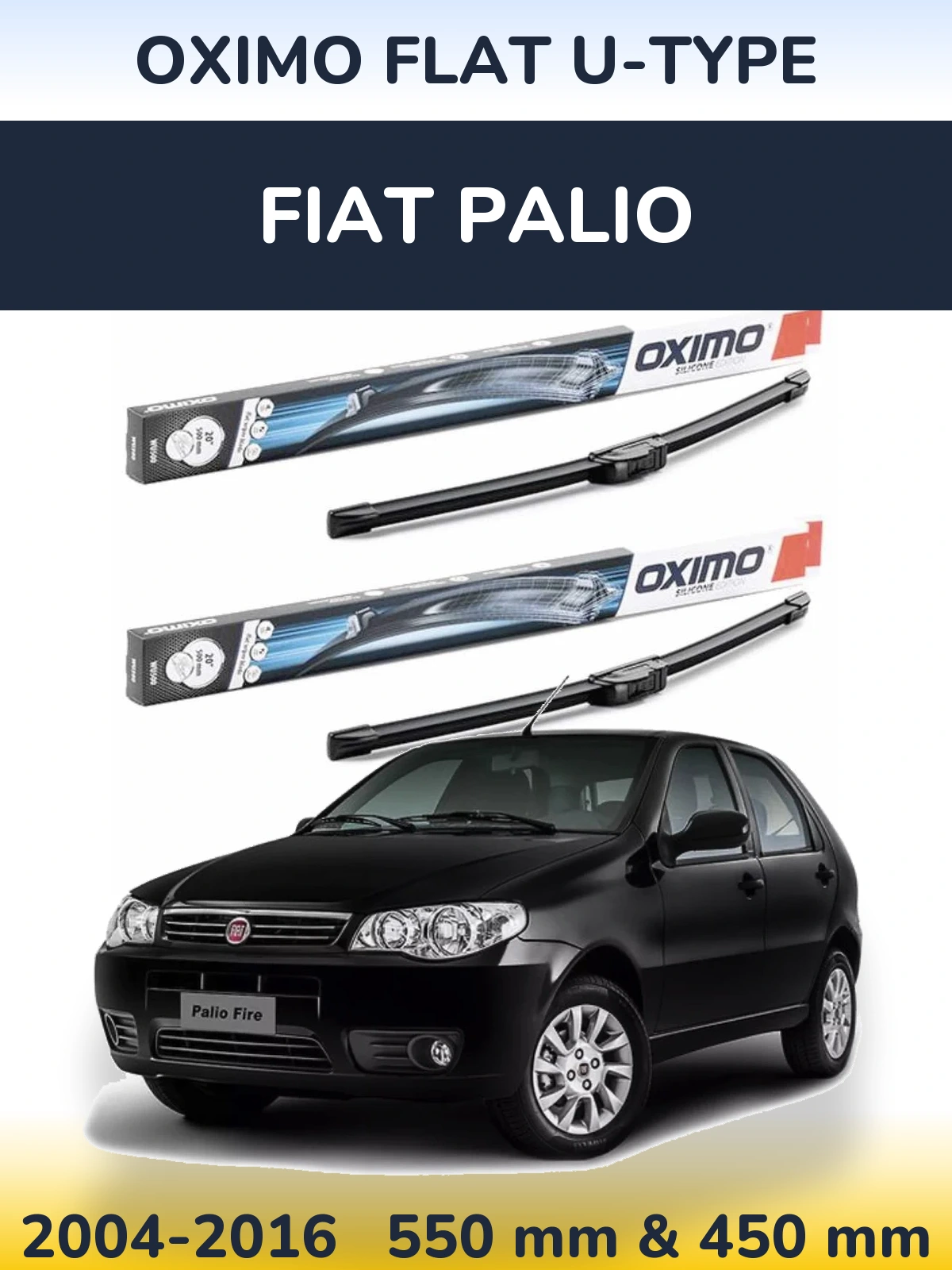 Комплект передніх щіток Oximo Flat U-type 550 & 450 мм для Fiat Palio 2004-2016