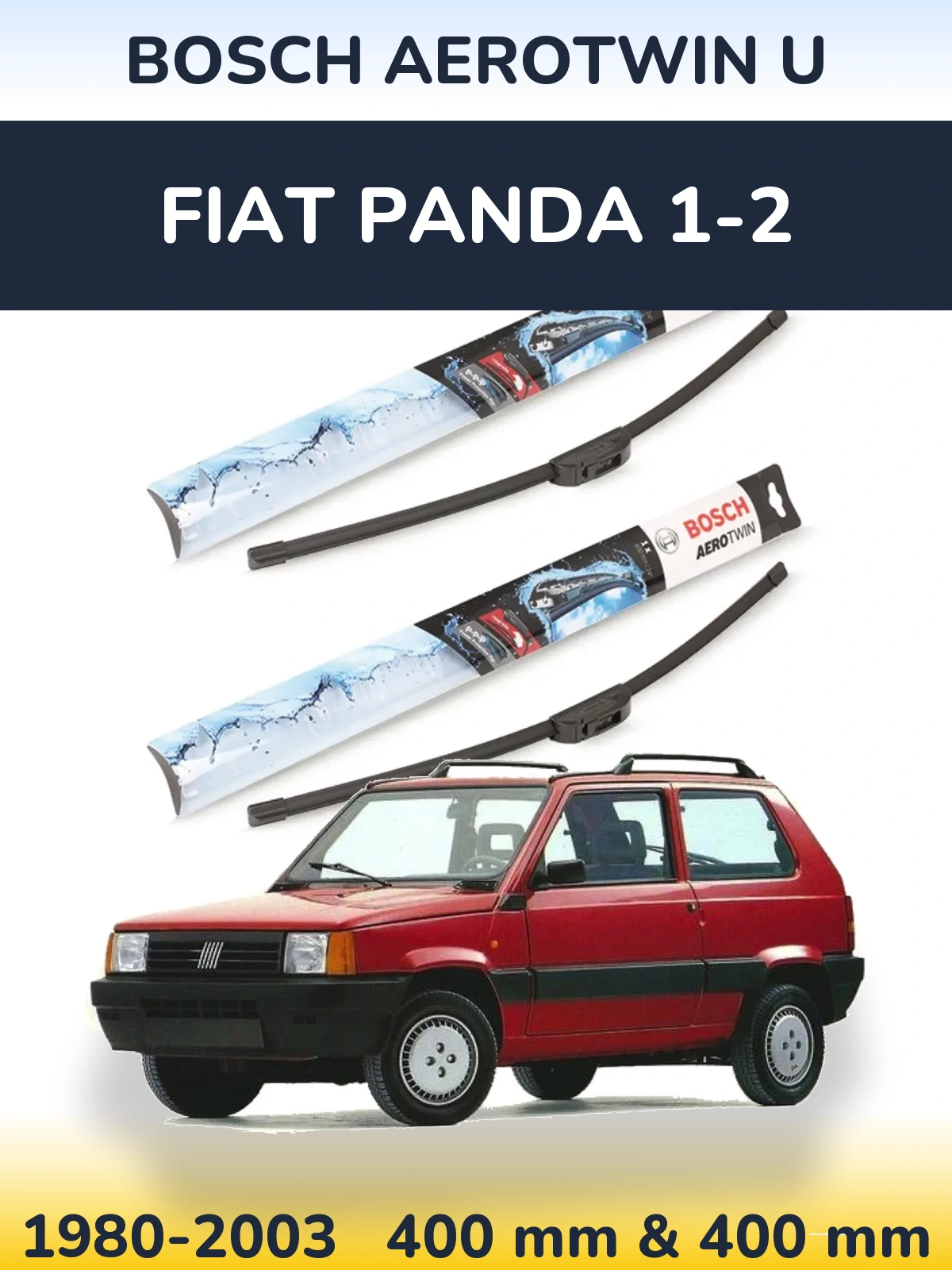 Комплект передніх щіток BOSCH AeroTwin U 400 & 400 мм для Fiat Panda 1-2 1980-2003