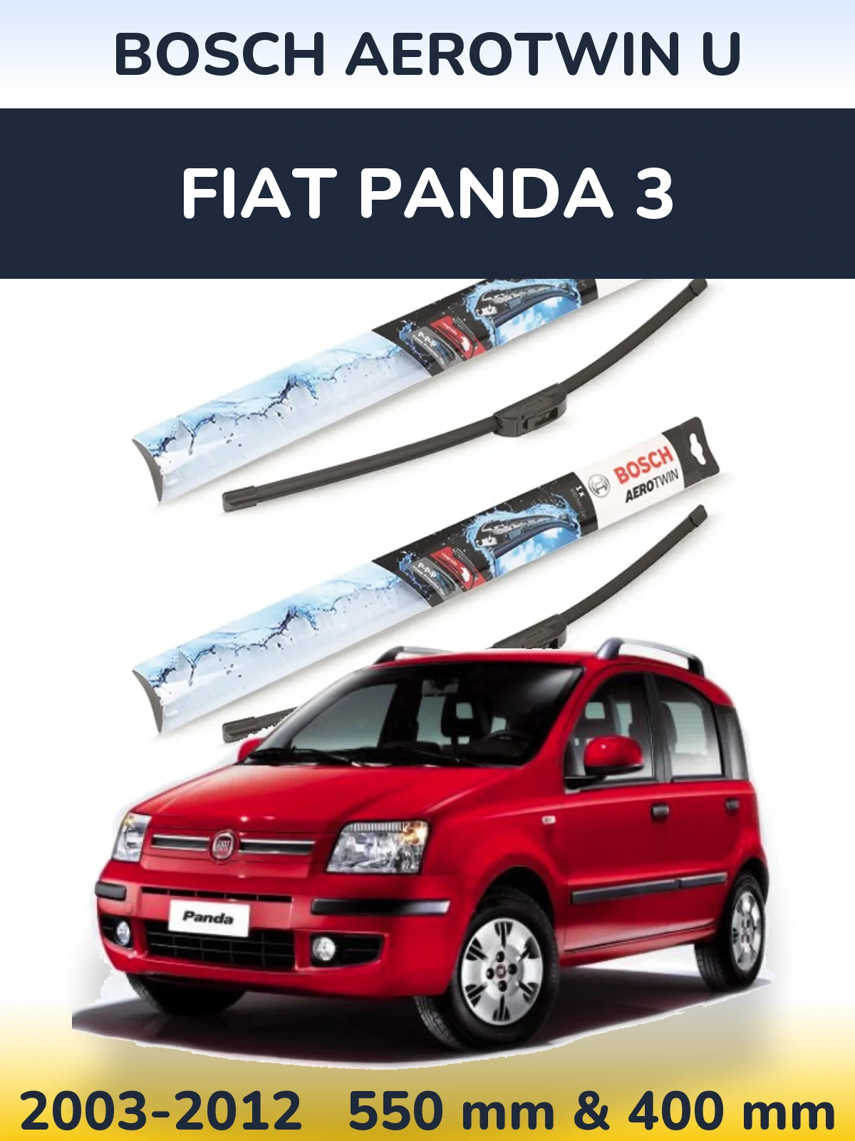Комплект передніх щіток BOSCH AeroTwin U 550 & 400 мм для Fiat Panda 3 2003-2012