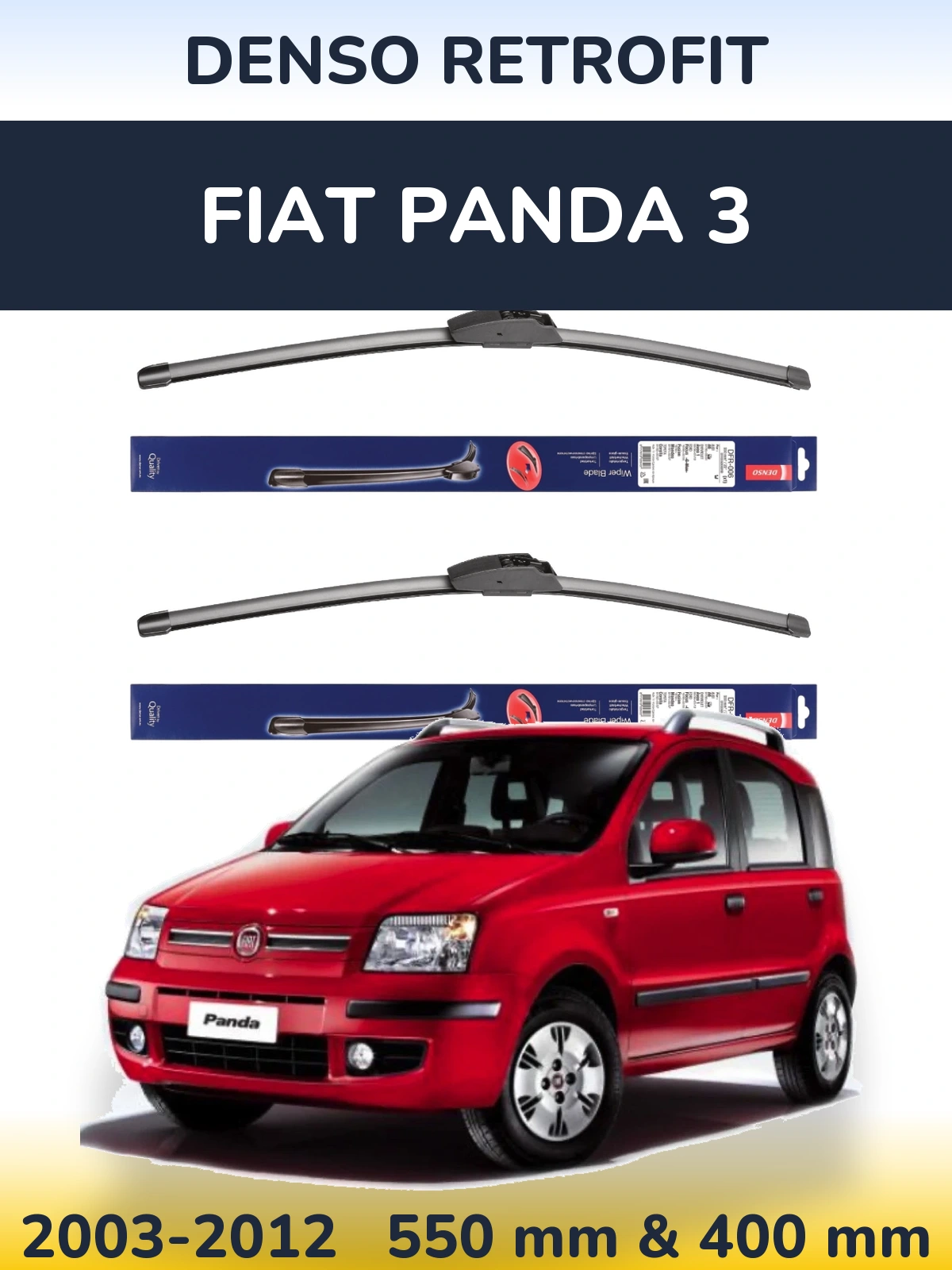 Комплект передніх щіток Denso Retrofit 550 & 400 мм для Fiat Panda 3 2003-2012