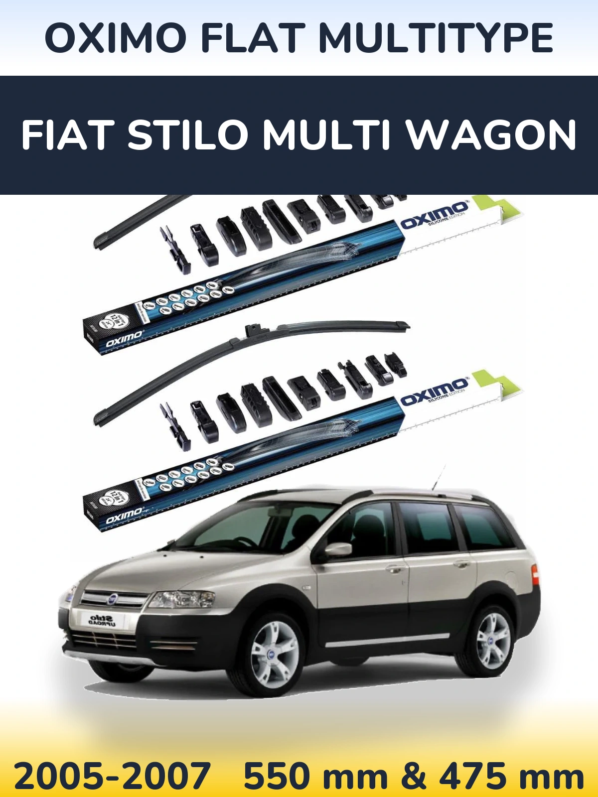 Комплект передніх щіток Oximo Flat MultiТипe 550 & 475 мм для Fiat Stilo Multi Wagon 2005-2007