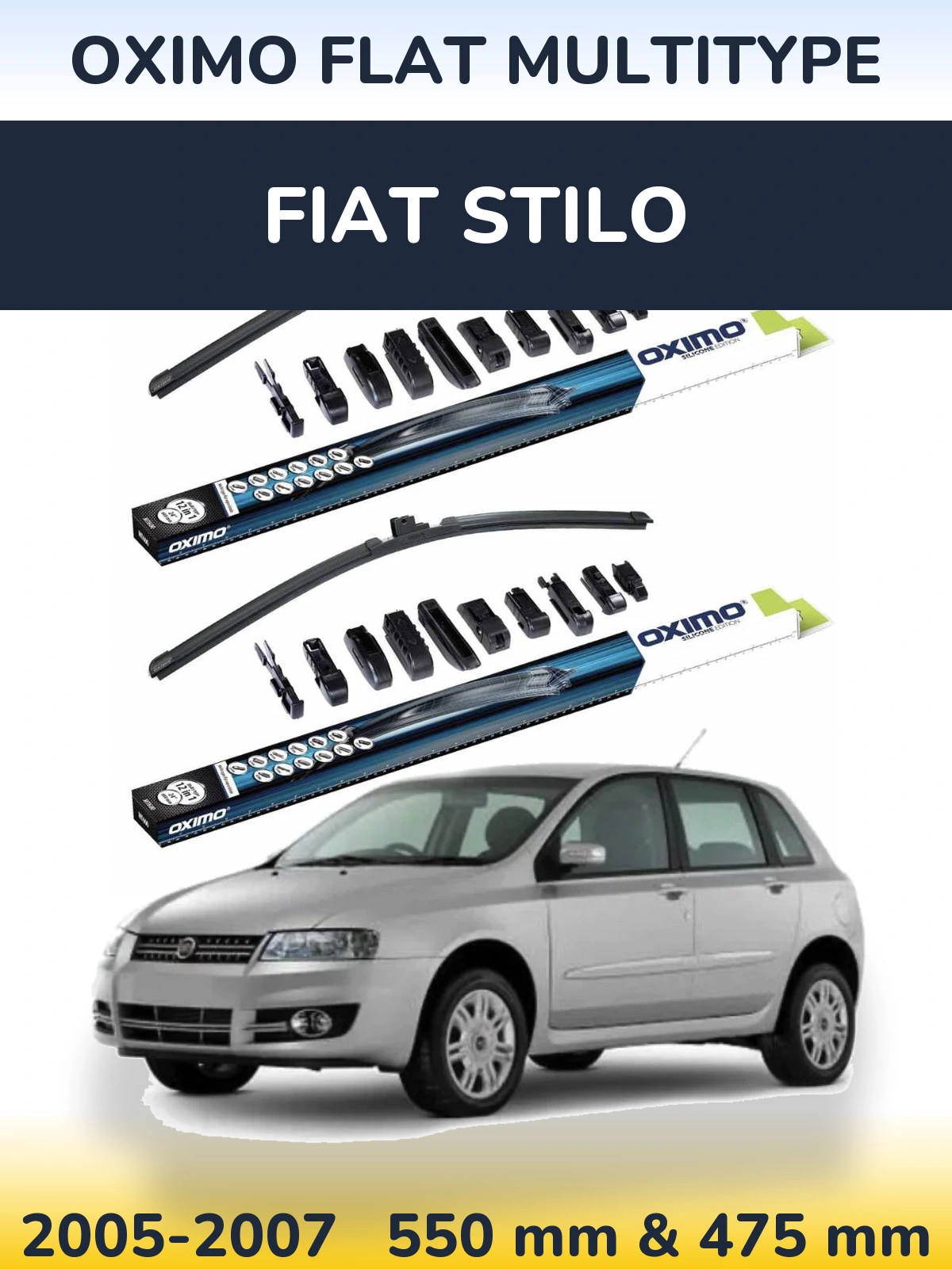 Комплект передніх щіток Oximo Flat MultiТипe 550 & 475 мм для Fiat Stilo 2005-2007