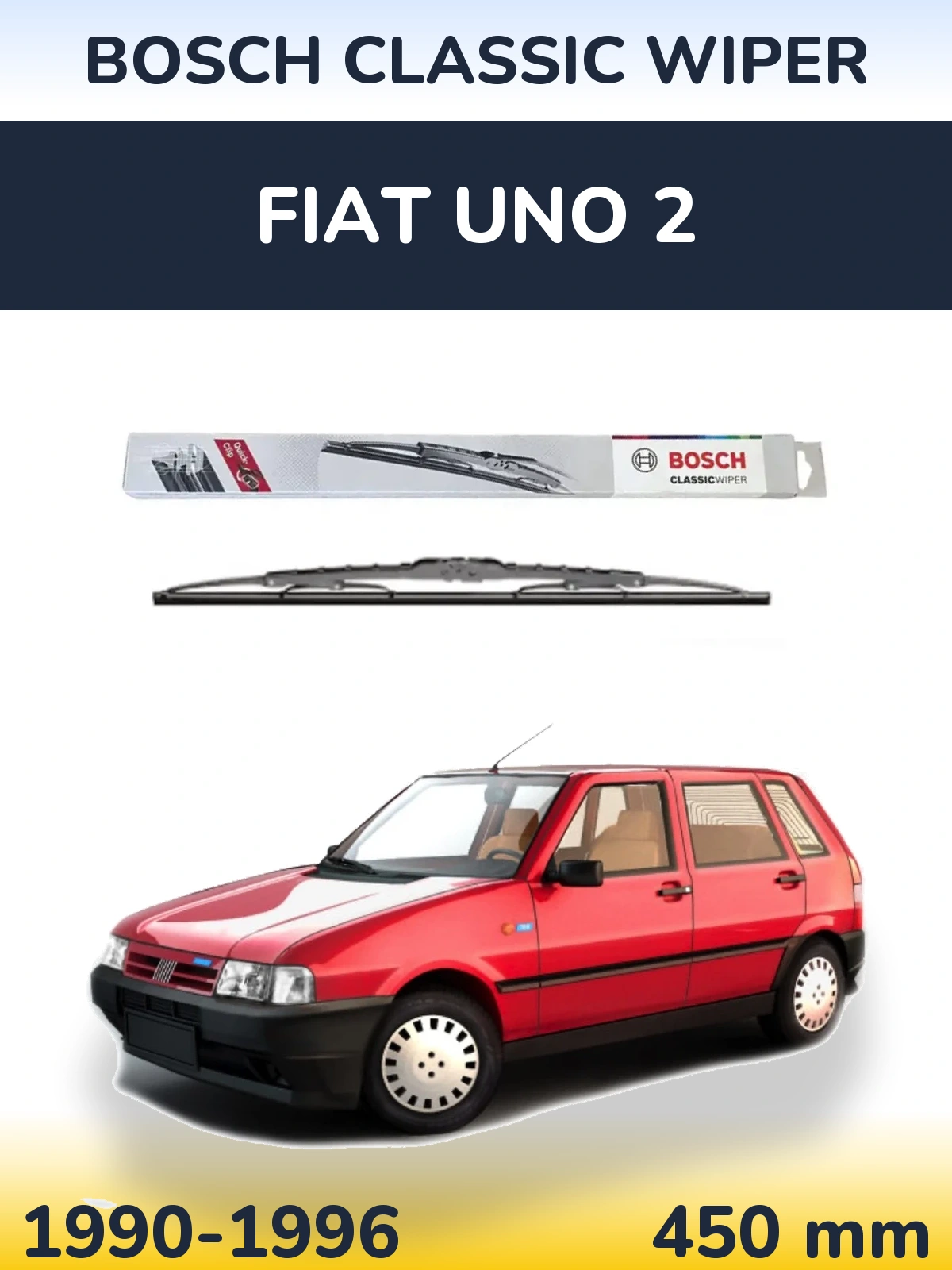 Front wiper blade BOSCH Classic Wiper 450 mm for Fiat Uno 2 1990-1996