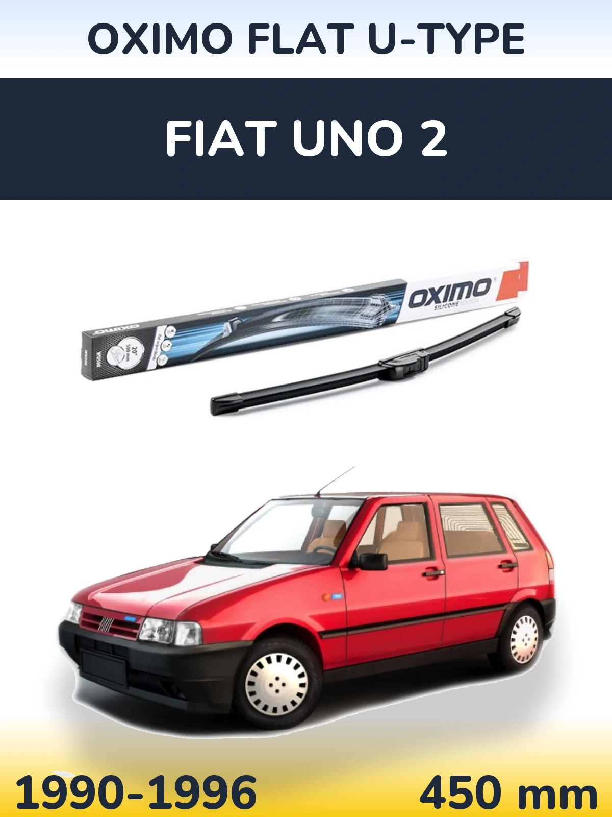 Front wiper blade Oximo Flat U-type 450 mm for Fiat Uno 2 1990-1996