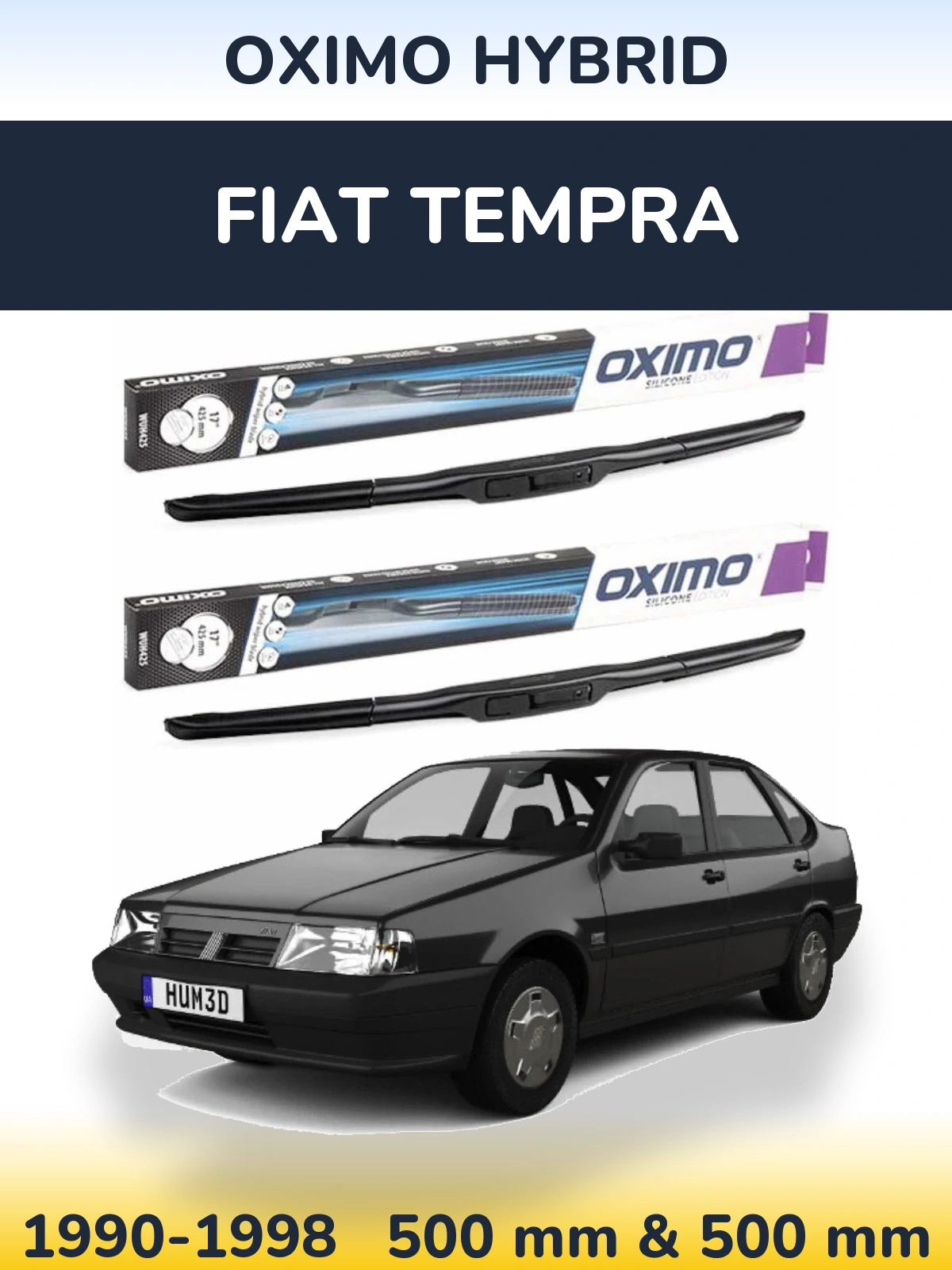 Front wiper blade set Oximo Hybrid 500 & 500 mm for Fiat Tempra 1990-1998