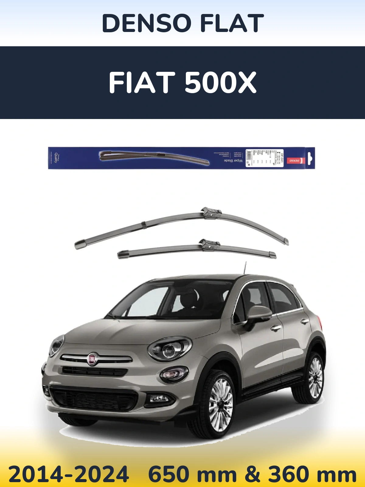 Комплект передніх щіток Denso Flat 650 & 360 мм для Fiat 500X 2014-2024