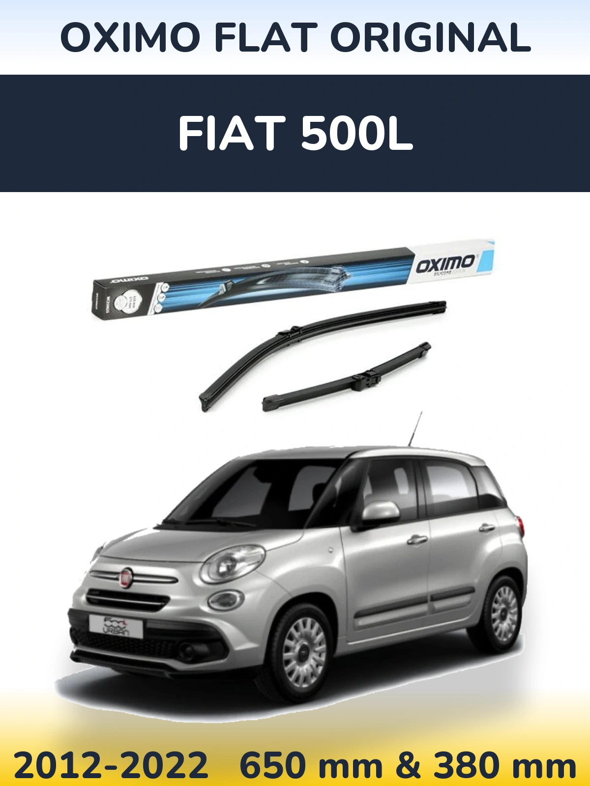 Front wiper blade set Oximo Flat Original 650 & 375 mm for Fiat 500L 2012-2022