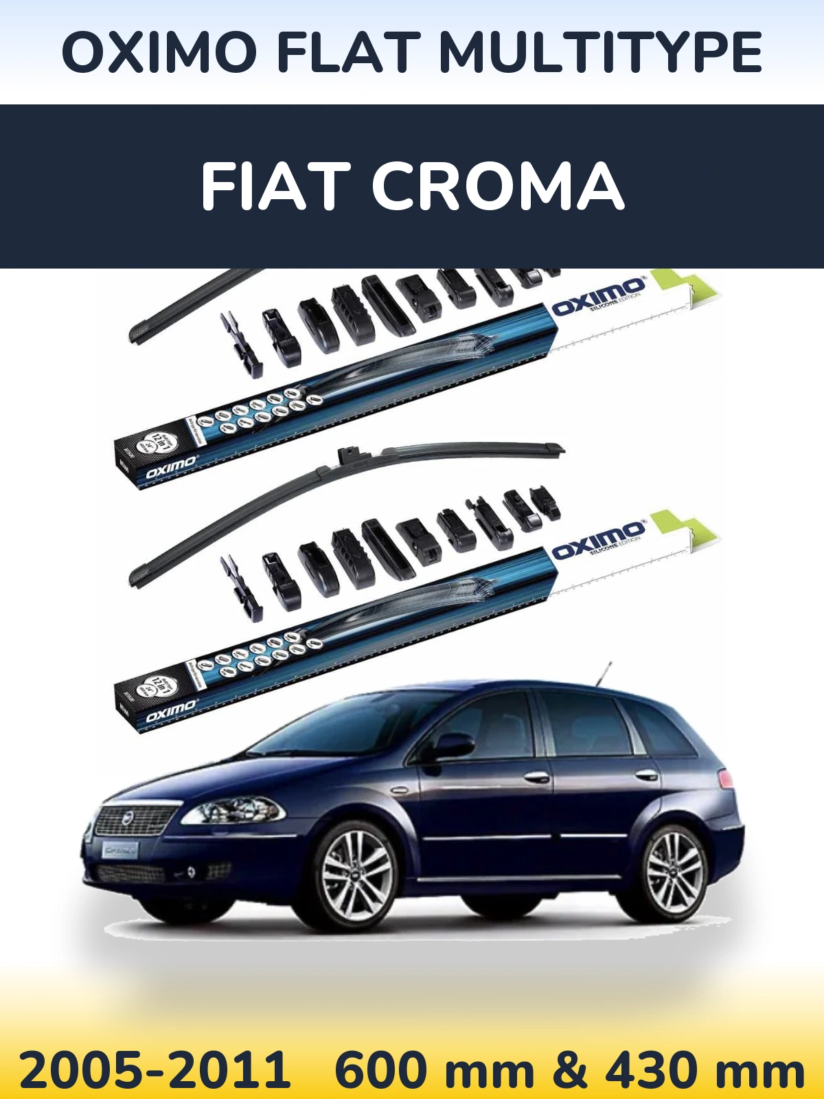 Комплект передних дворников Oximo Flat MultiТипe 600 & 430 мм для Fiat Croma 2005-2011