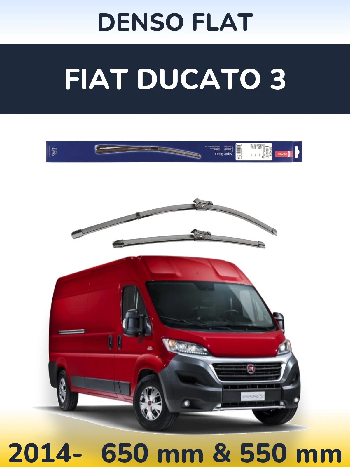 Комплект передних дворников Denso Flat 650 & 550 мм для Fiat Ducato 3 2014-2026