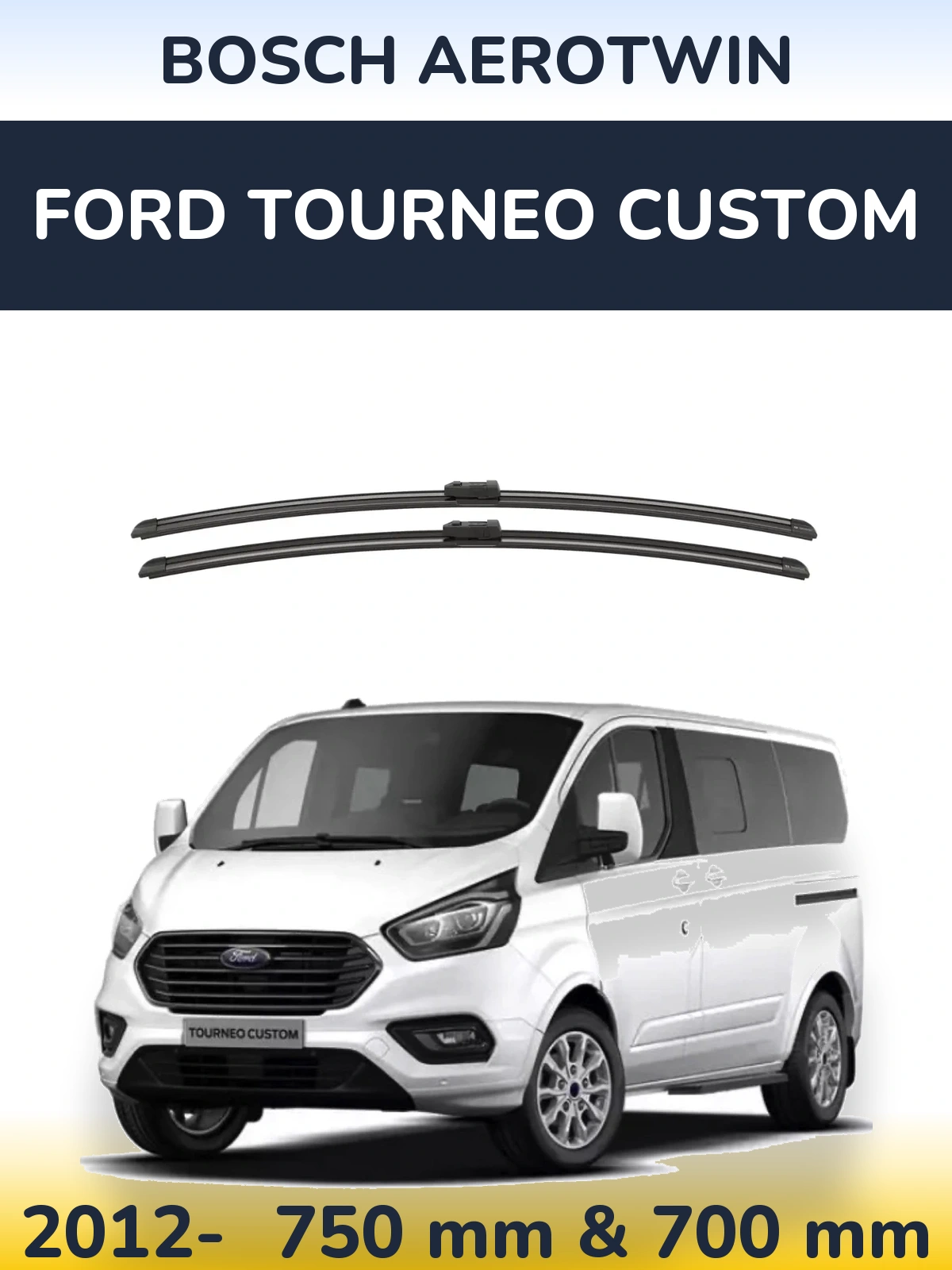 Комплект передніх щіток BOSCH AeroTwin 750 & 700 мм для Ford Tourneo Custom 2012-2026