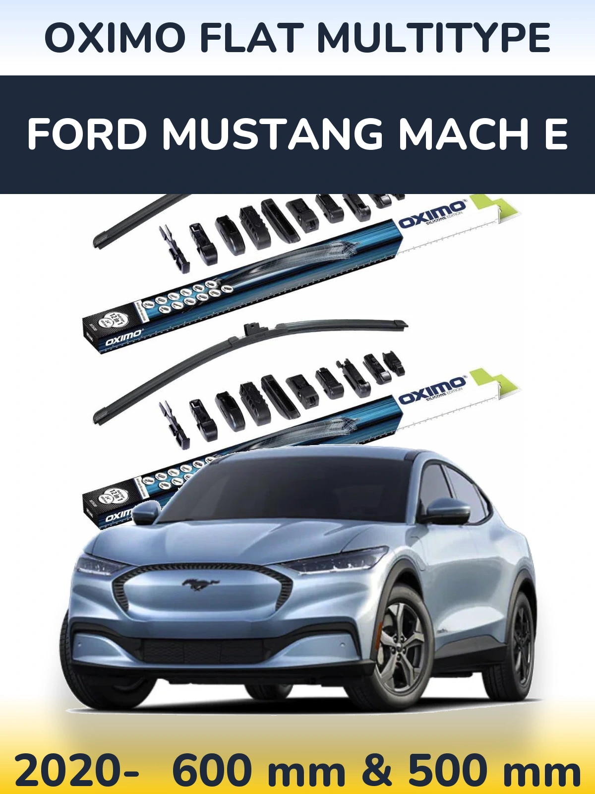 Комплект передних дворников Oximo Flat MultiТипe 600 & 500 мм для Ford Mustang Mach E 2020-2026