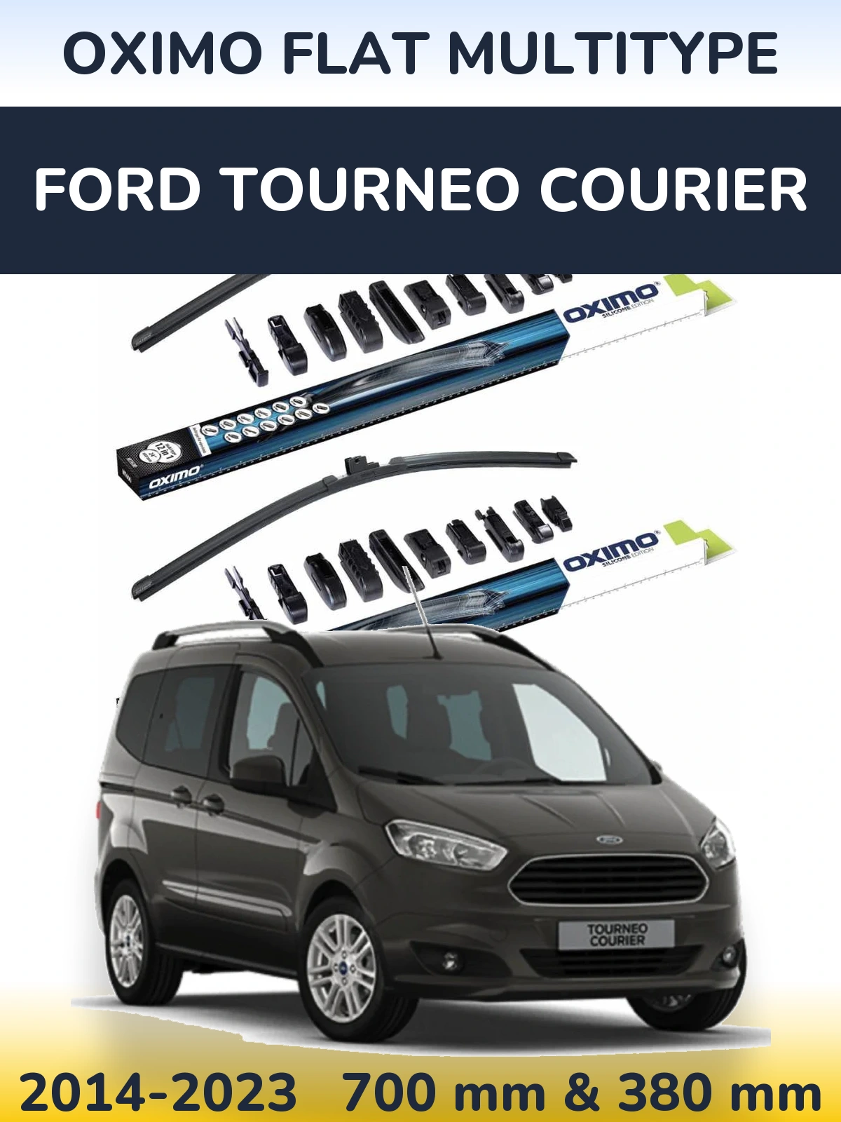 Комплект передних дворников Oximo Flat MultiТипe 700 & 380 мм для Ford Tourneo Courier 2014-2023