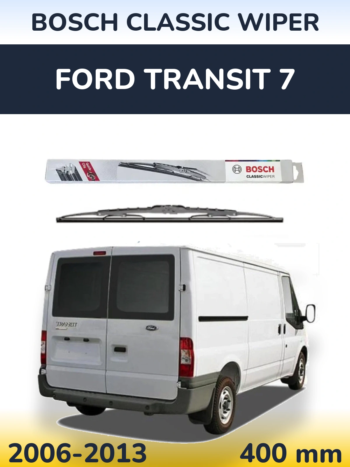 Rear wiper blade BOSCH Classic Wiper 400 mm for Ford Transit 7 2006-2013