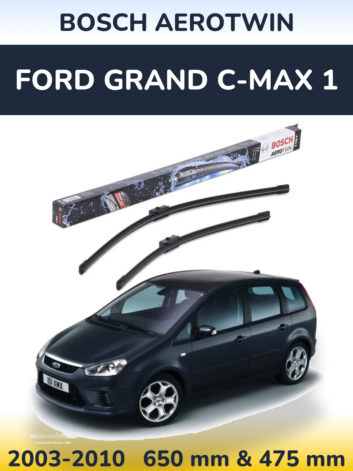 Комплект передних дворников BOSCH AeroTwin 650 & 475 мм для Ford Grand C-MAX 1 2003-2010