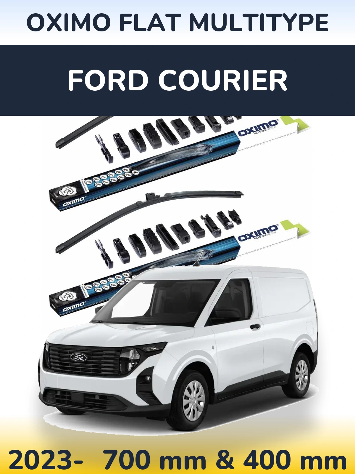 Front wiper blade set Oximo Flat MultiTypee 700 & 400 mm for Ford Courier 2023-2026