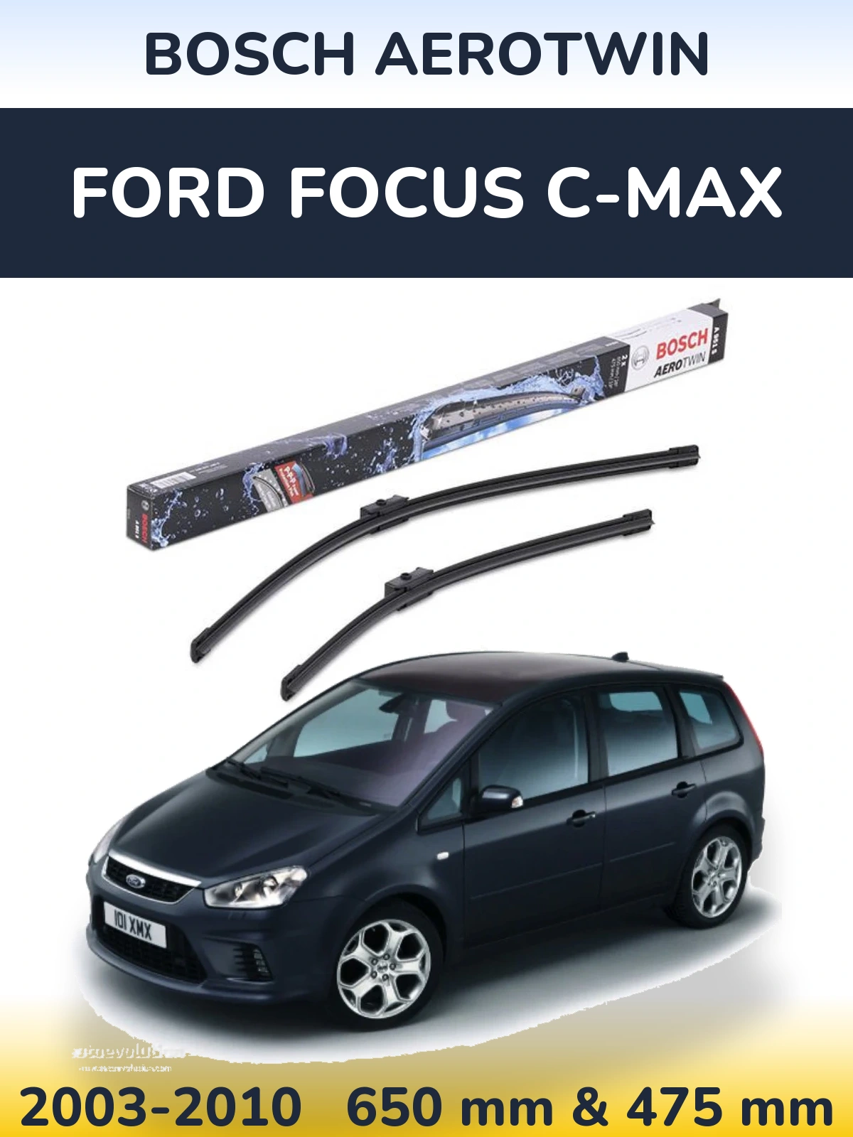 Комплект передніх щіток BOSCH AeroTwin 650 & 475 мм для Ford Focus C-MAX 2003-2010