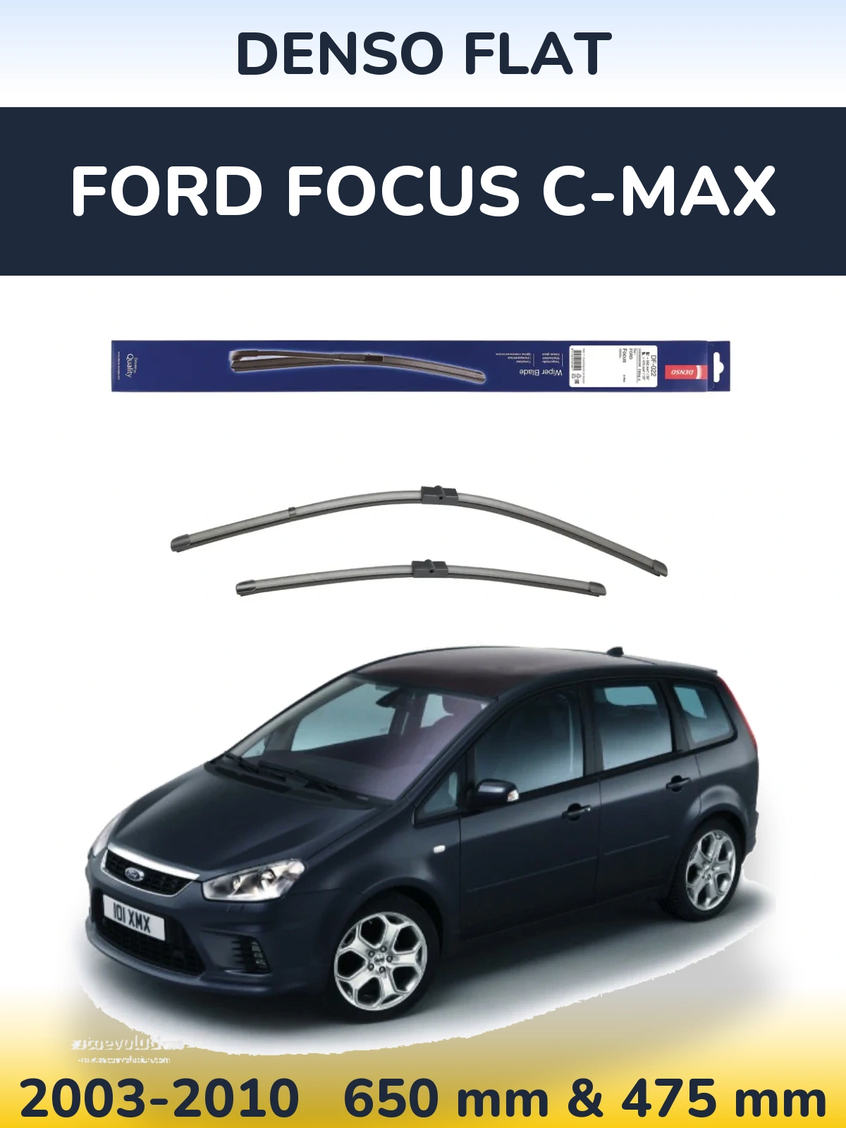 Front wiper blade set Denso Flat 650 & 475 mm for Ford Focus C-MAX 2003-2010
