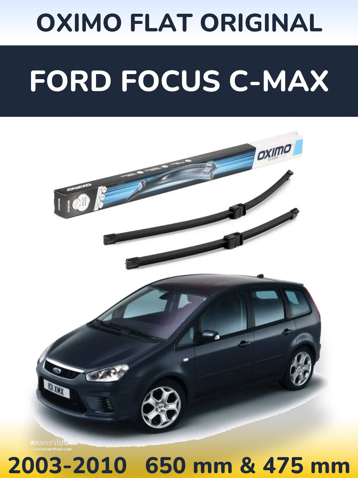 Front wiper blade set Oximo Flat Original 650 & 475 mm for Ford Focus C-MAX 2003-2010