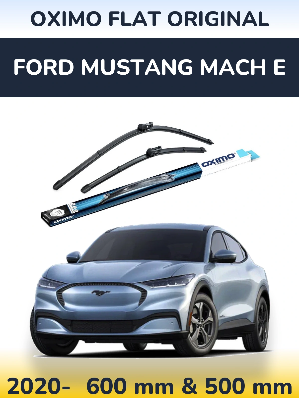 Комплект передніх щіток Oximo Flat Original 600 & 500 мм для Ford Mustang Mach E 2020-2026