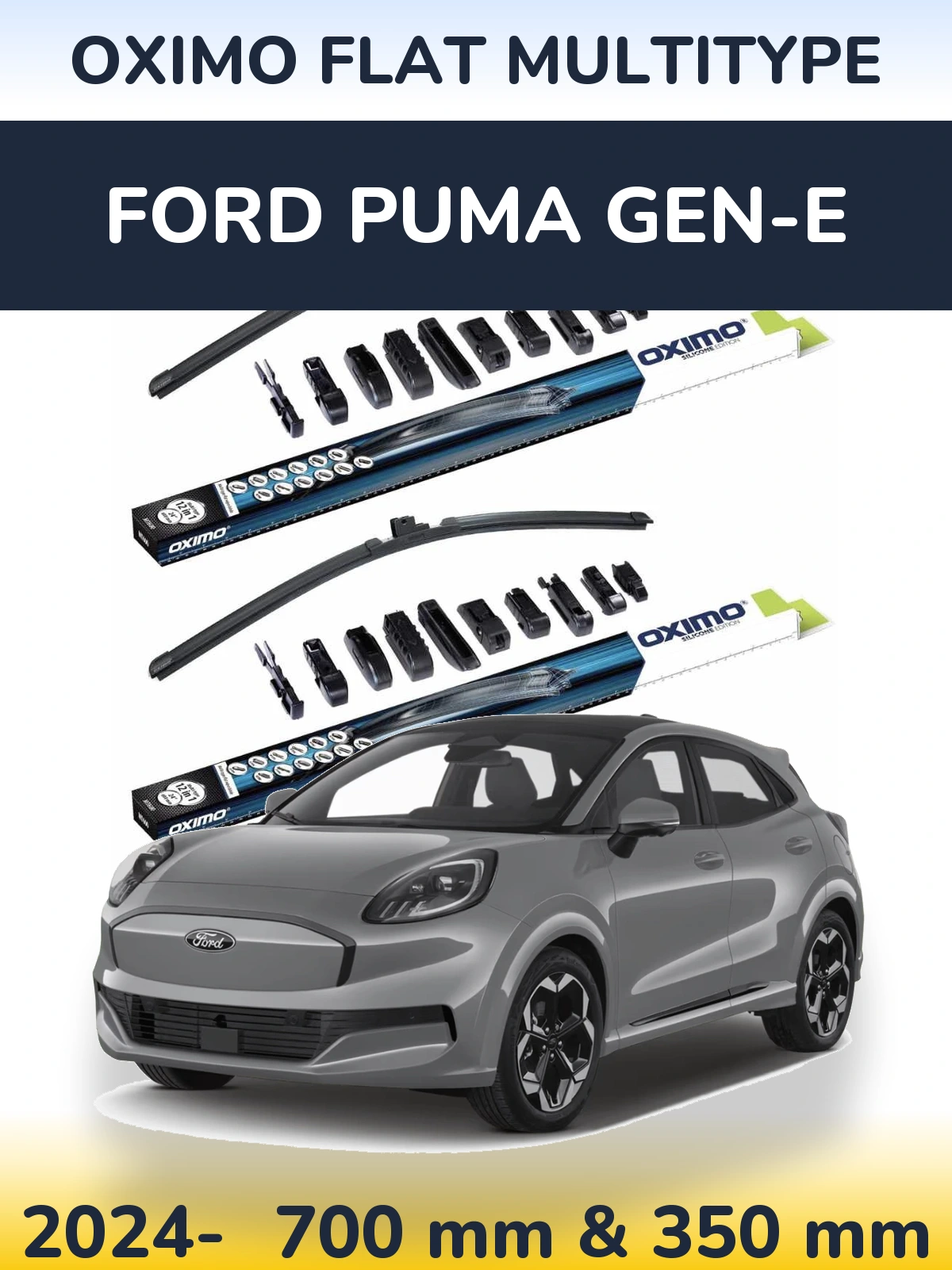 Front wiper blade set Oximo Flat MultiTipoe 700 & 350 mm for Ford Puma Gen-E 2024-2026