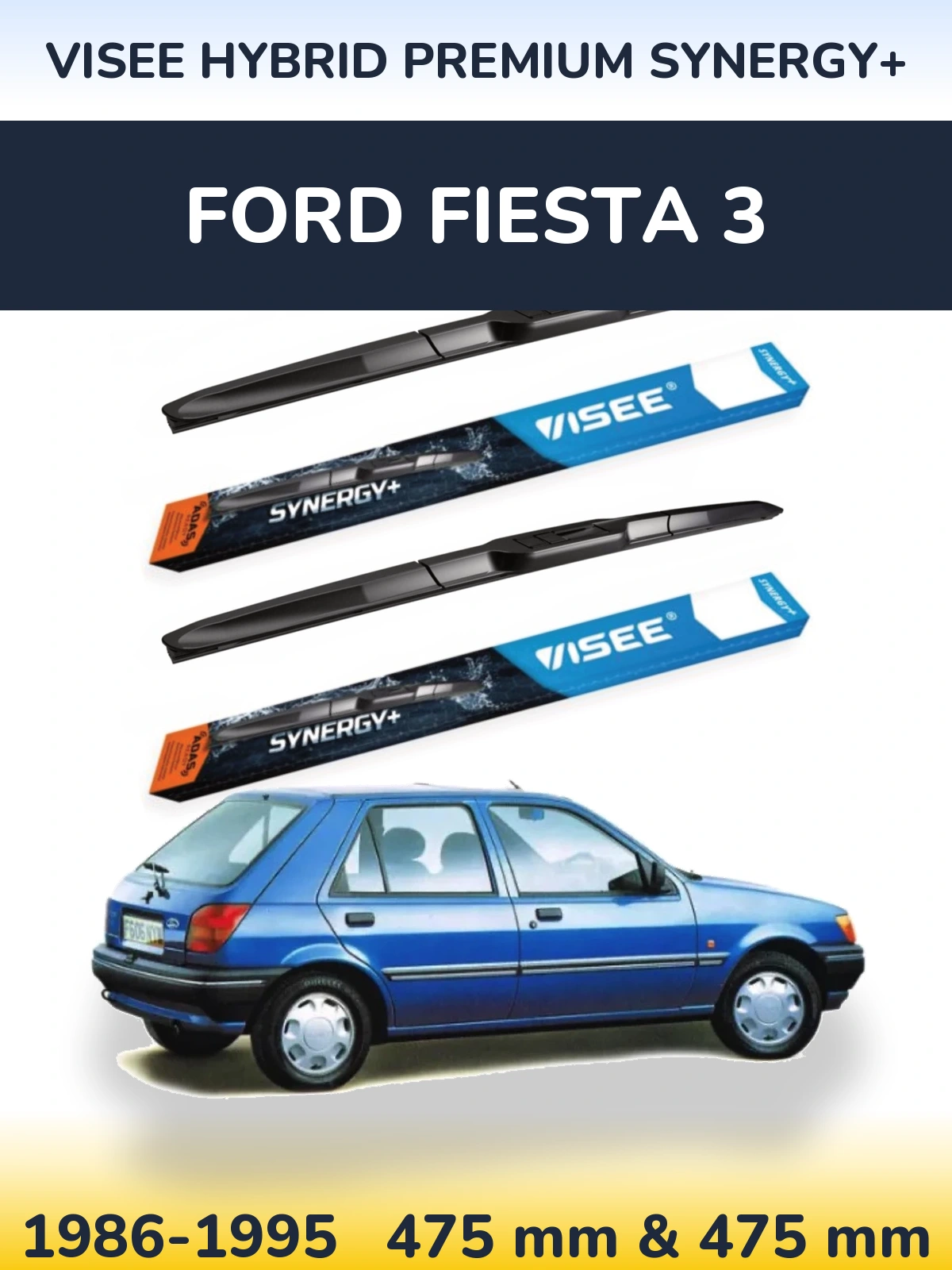 Комплект передних дворников VISEE HYBRID PREMIUM SYNERGY+ 475 & 475 мм для Ford Fiesta 3 1986-1995