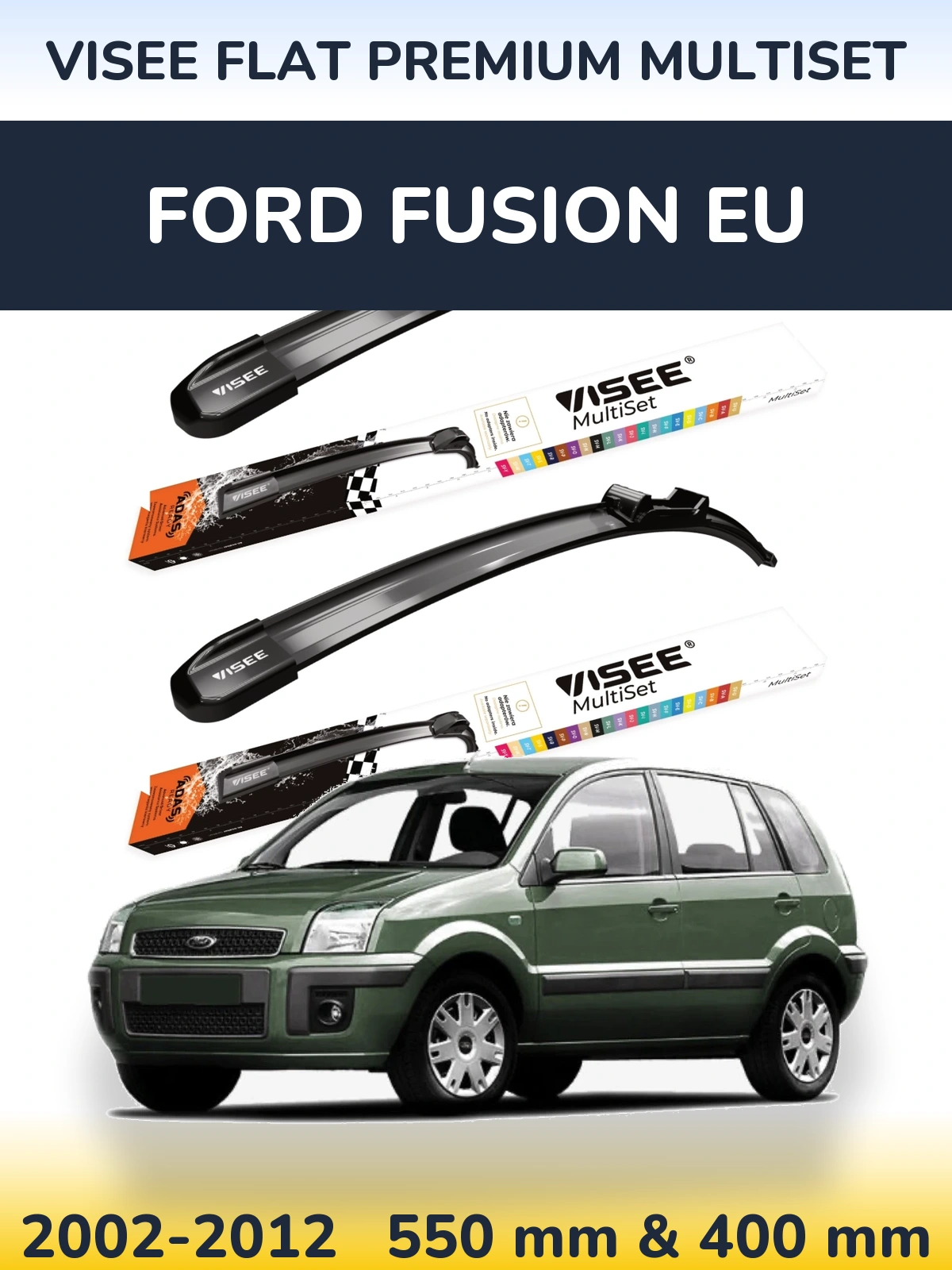 Комплект передних дворников VISEE FLAT PREMIUM MultiSet 550 & 400 мм для Ford Fusion EU 2002-2012