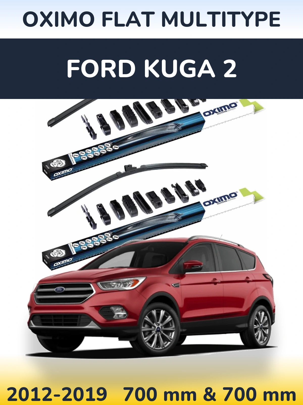 Front wiper blade set Oximo Flat MultiTipoe 700 & 700 mm for Ford Kuga 2 2012-2019