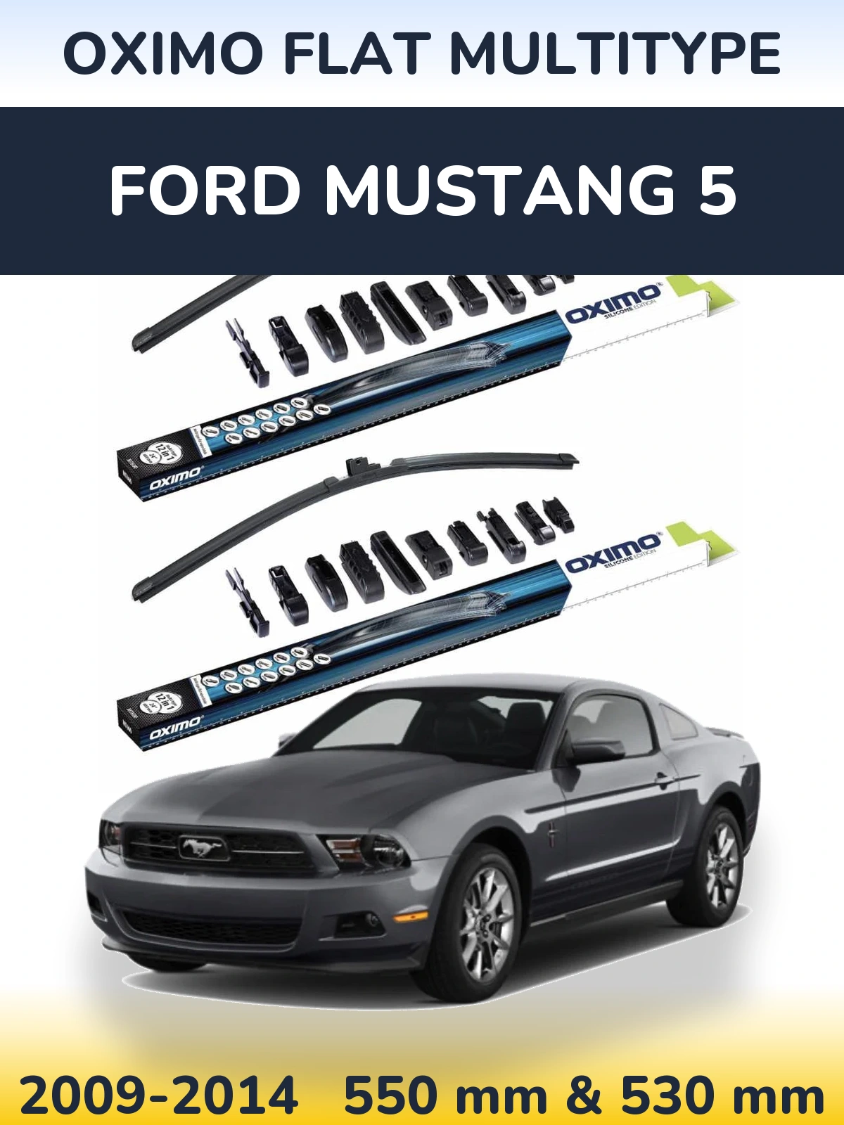 Комплект передніх щіток Oximo Flat MultiТипe 550 & 530 мм для Ford Mustang 5 2009-2014