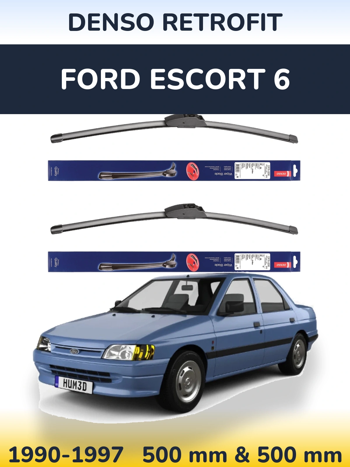 Комплект передних дворников Denso Retrofit 500 & 500 мм для Ford Escort 6 1990-1997