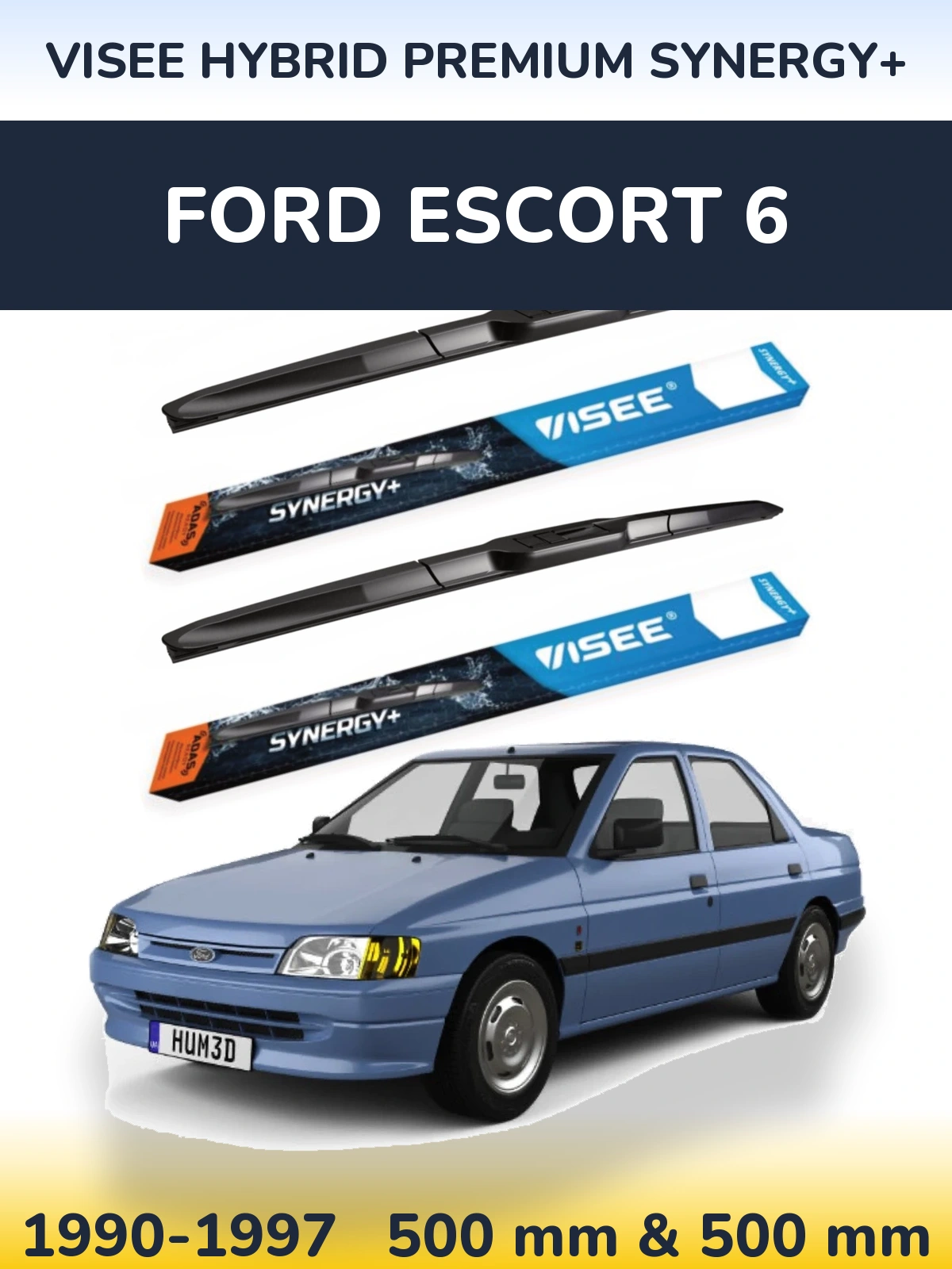 Комплект передніх щіток VISEE HYBRID PREMIUM SYNERGY+ 500 & 500 мм для Ford Escort 6 1990-1997