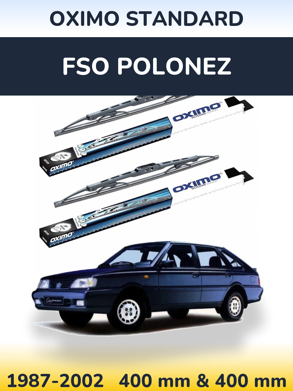 Front wiper blade set Oximo Standard 400 & 400 mm for FSO Polonez 1987-2002