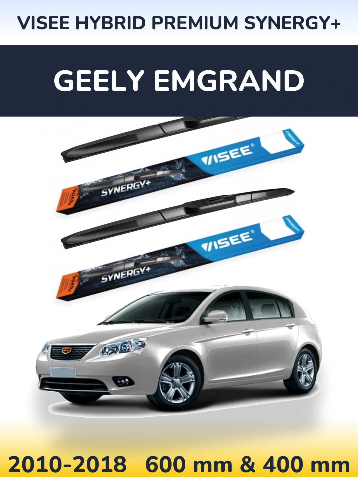 Комплект передних дворников VISEE HYBRID PREMIUM SYNERGY+ 600 & 400 мм для Geely Emgrand 2010-2018