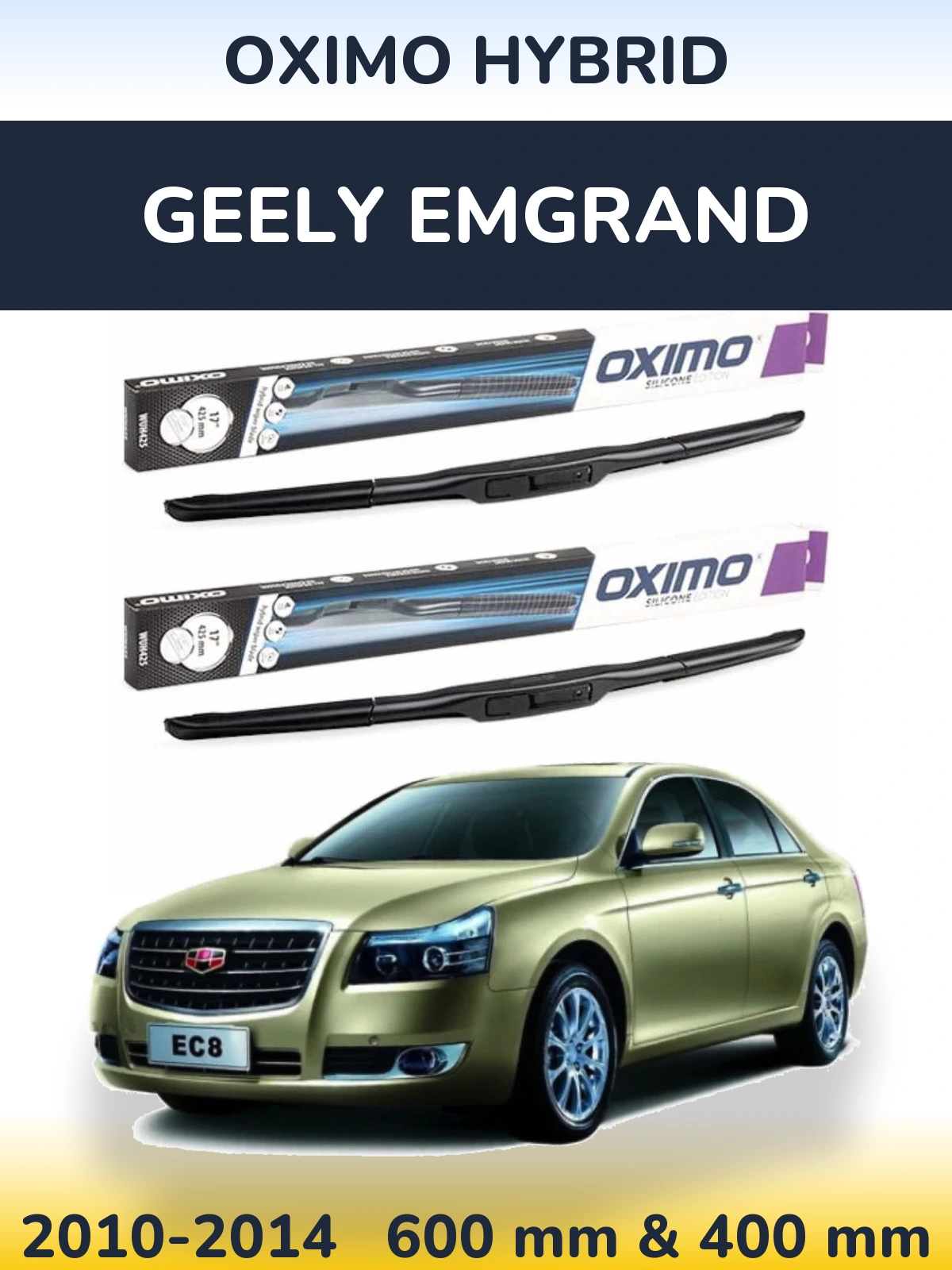Front wiper blade set Oximo Hybrid 600 & 400 mm for Geely Emgrand 2010-2014