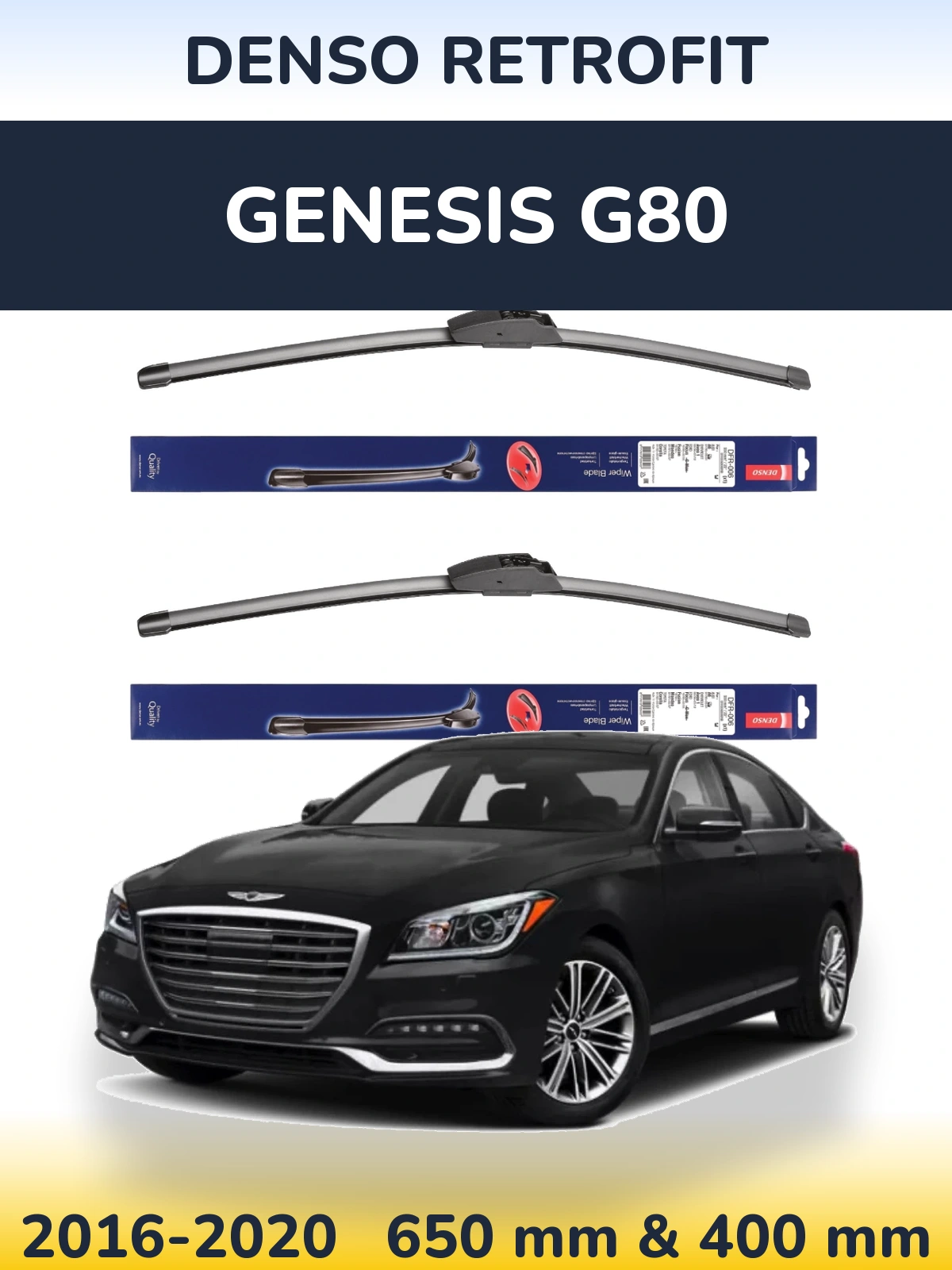 Комплект передних дворников Denso Retrofit 650 & 400 мм для Genesis G80 2016-2020