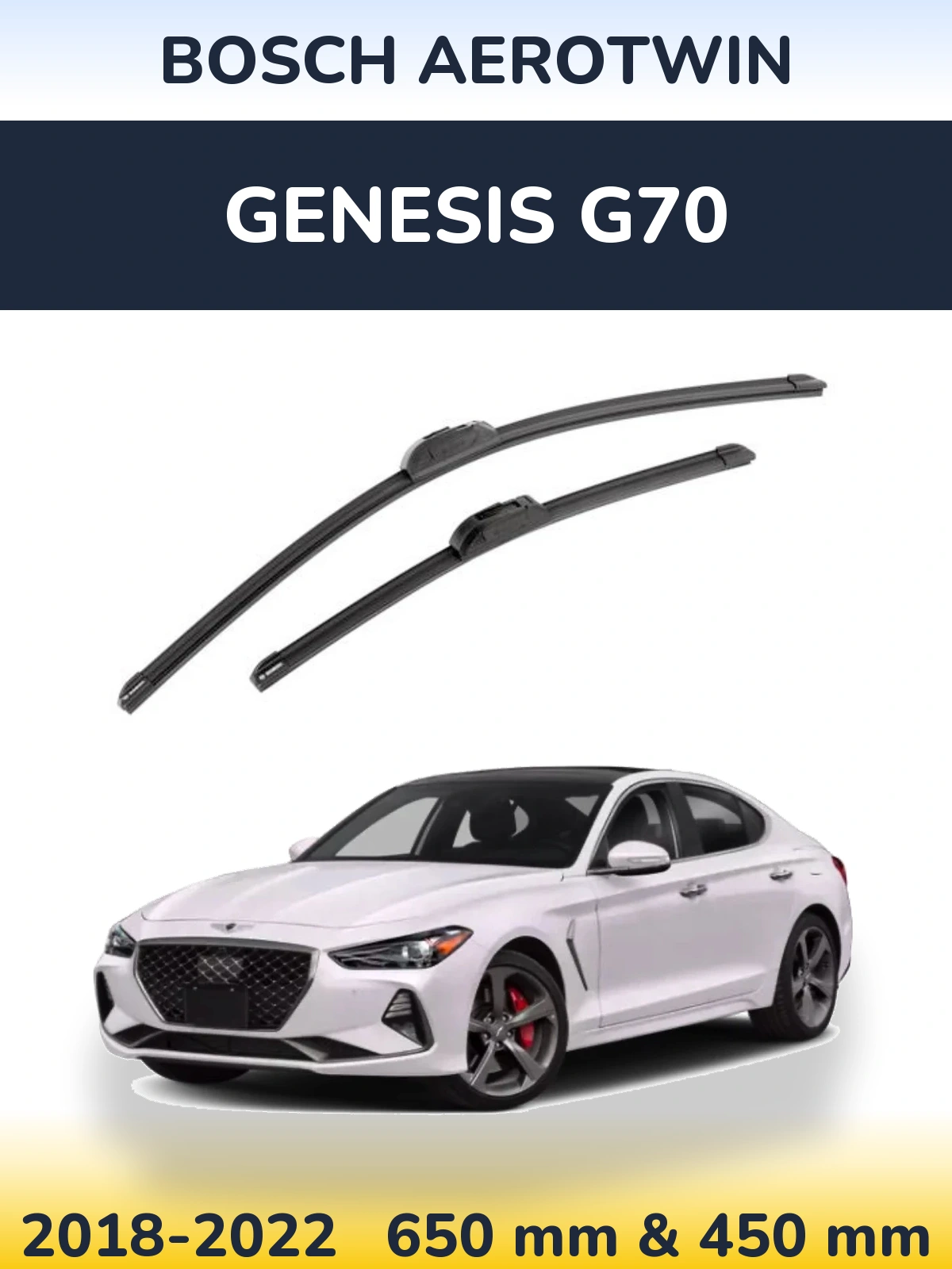 Front wiper blade set BOSCH AeroTwin 650 & 450 mm for Genesis G70 2018-2022