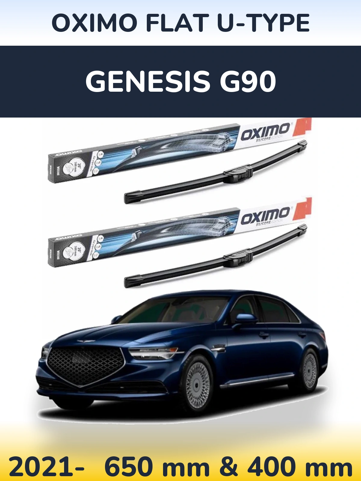 Комплект передніх щіток Oximo Flat U-type 650 & 400 мм для Genesis G90 2021-2026