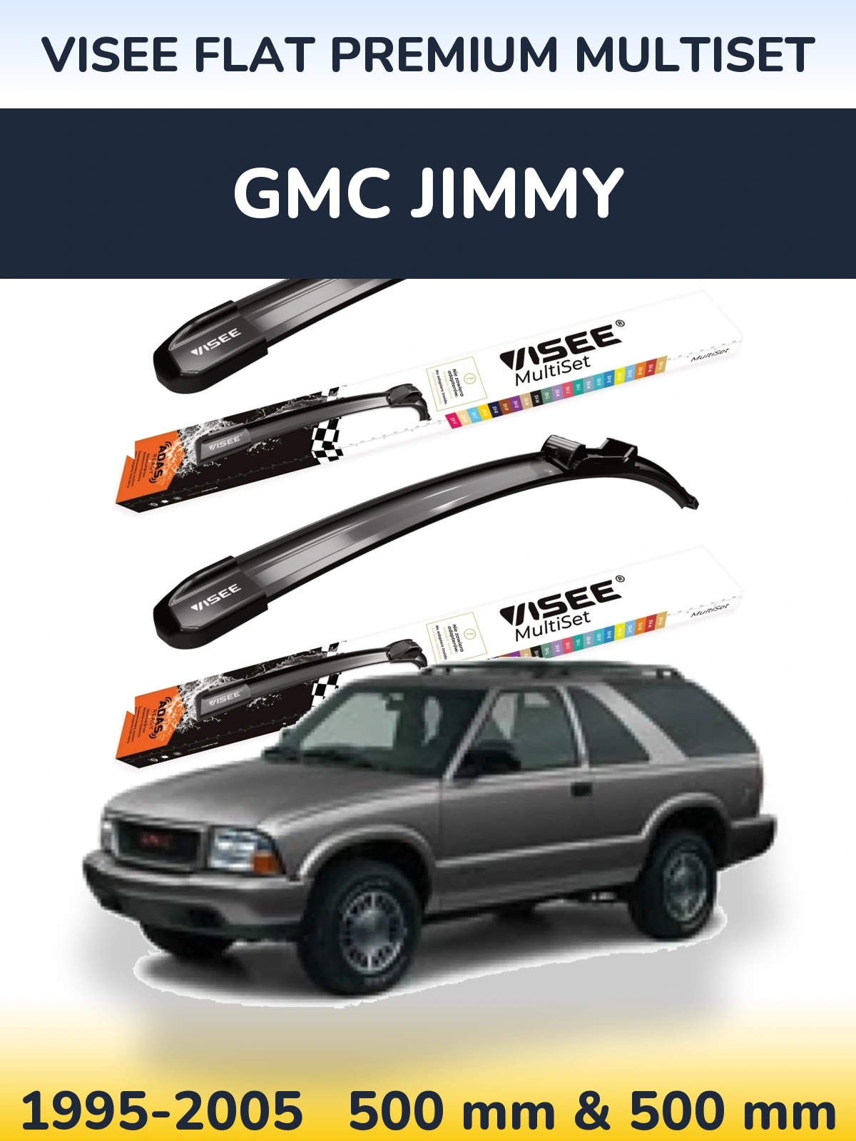 Комплект передніх щіток VISEE FLAT PREMIUM MultiSet 500 & 500 мм для GMC Jimmy 1995-2005