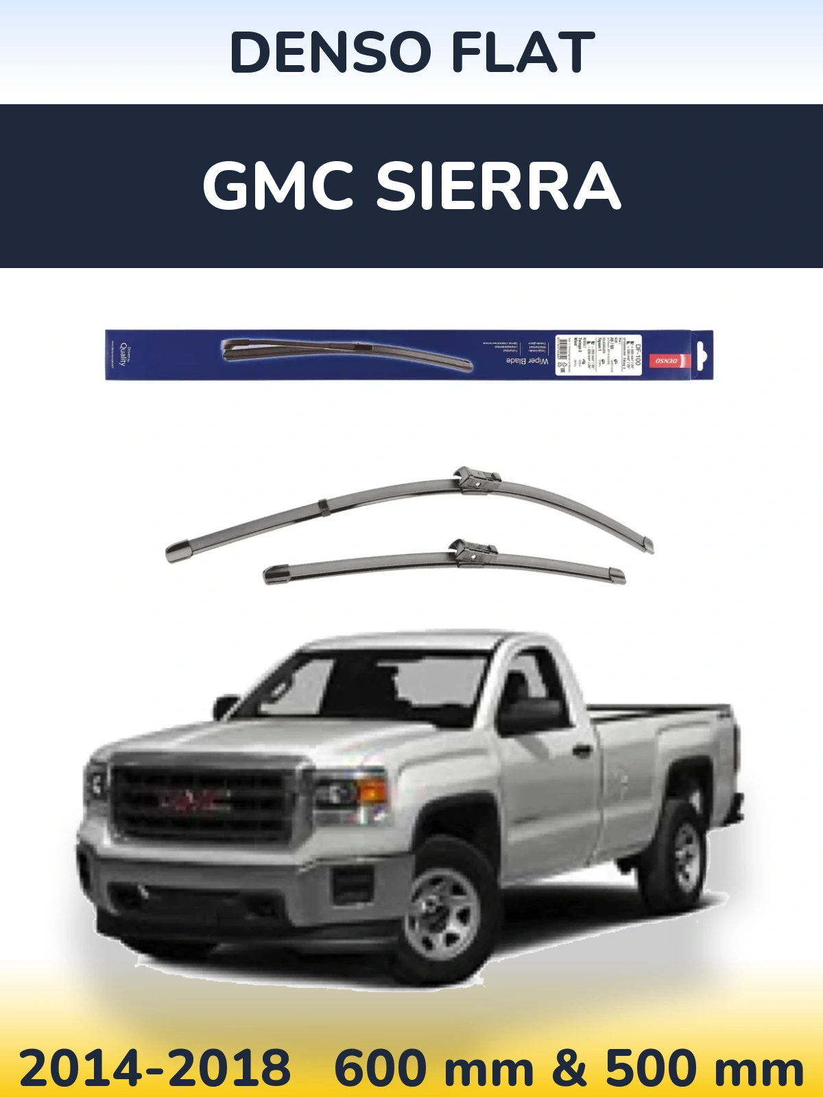 Front wiper blade set Denso Flat 600 & 500 mm for GMC Sierra 2014-2018