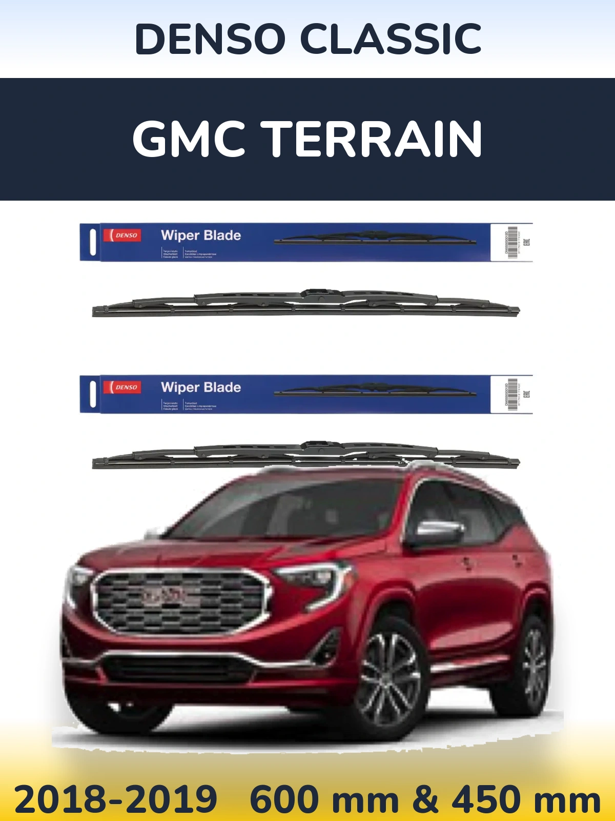 Комплект передних дворников Denso Classic 600 & 450 мм для GMC Terrain 2018-2019