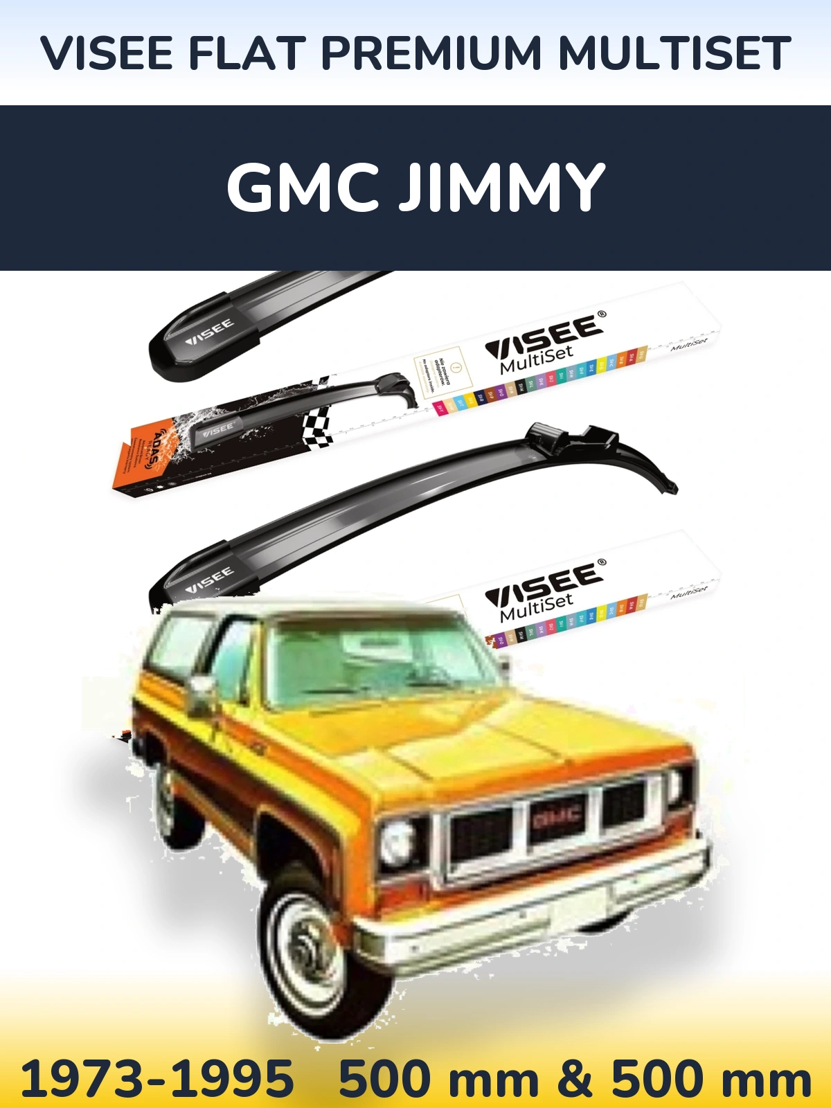 Front wiper blade set VISEE FLAT PREMIUM MultiSet 500 & 500 mm for GMC Jimmy 1973-1995