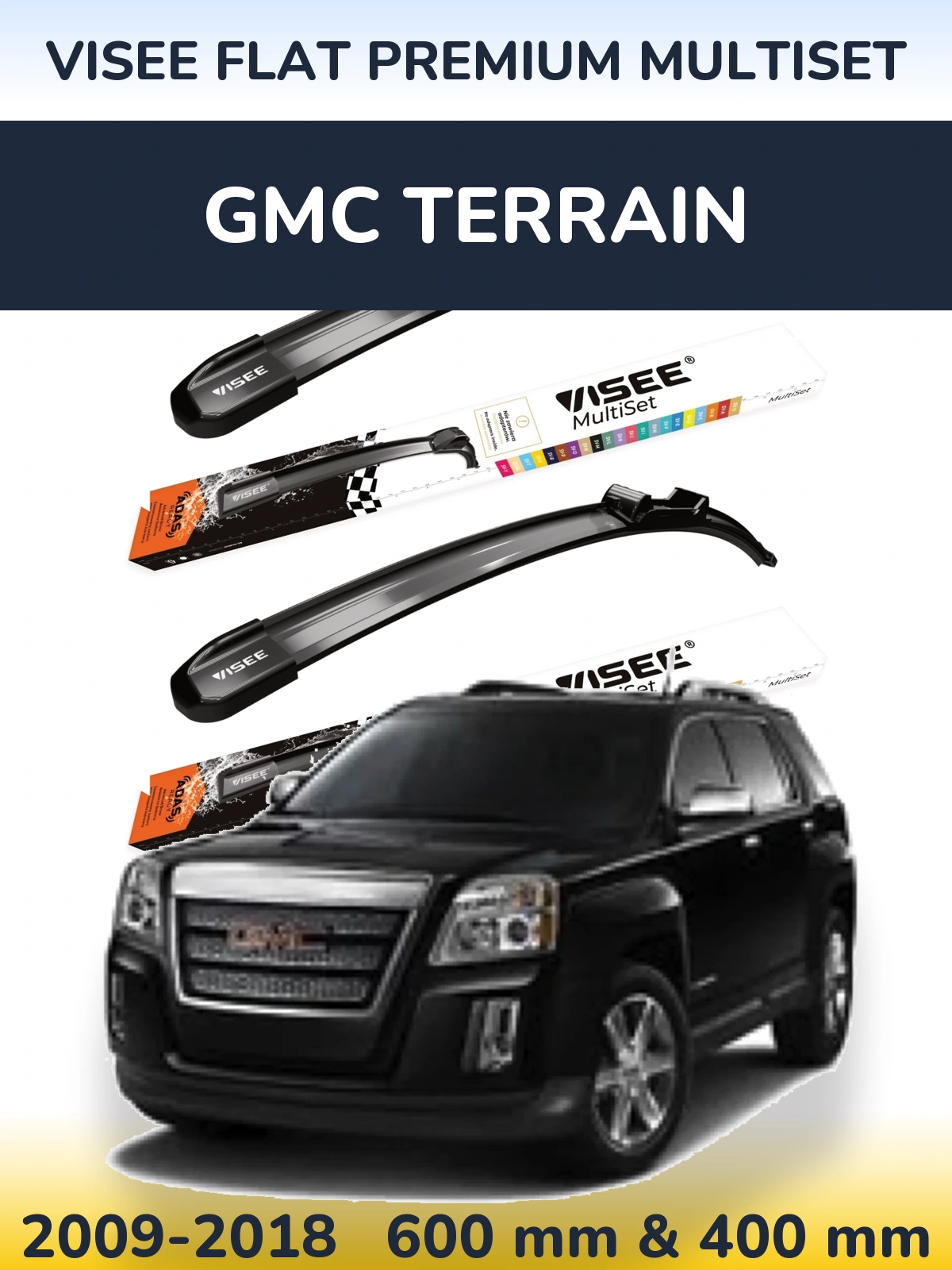 Комплект передних дворников VISEE FLAT PREMIUM MultiSet 600 & 400 мм для GMC Terrain 2009-2018