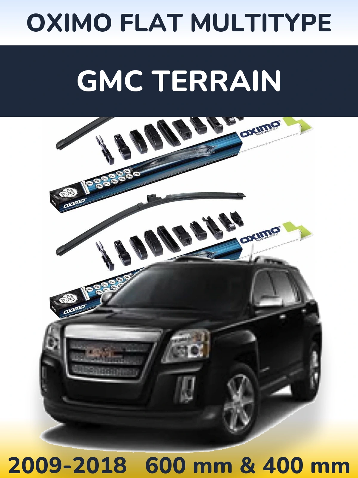 Front wiper blade set Oximo Flat MultiTipoe 600 & 400 mm for GMC Terrain 2009-2018