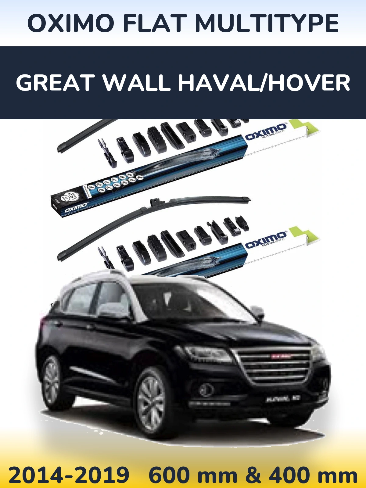 Front wiper blade set Oximo Flat MultiTipoe 600 & 400 mm for Great Wall Haval/Hover 2014-2019