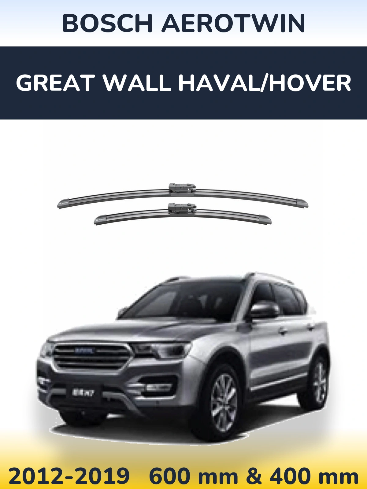 Front wiper blade set BOSCH AeroTwin 600 & 400 mm for Great Wall Haval/Hover 2012-2019