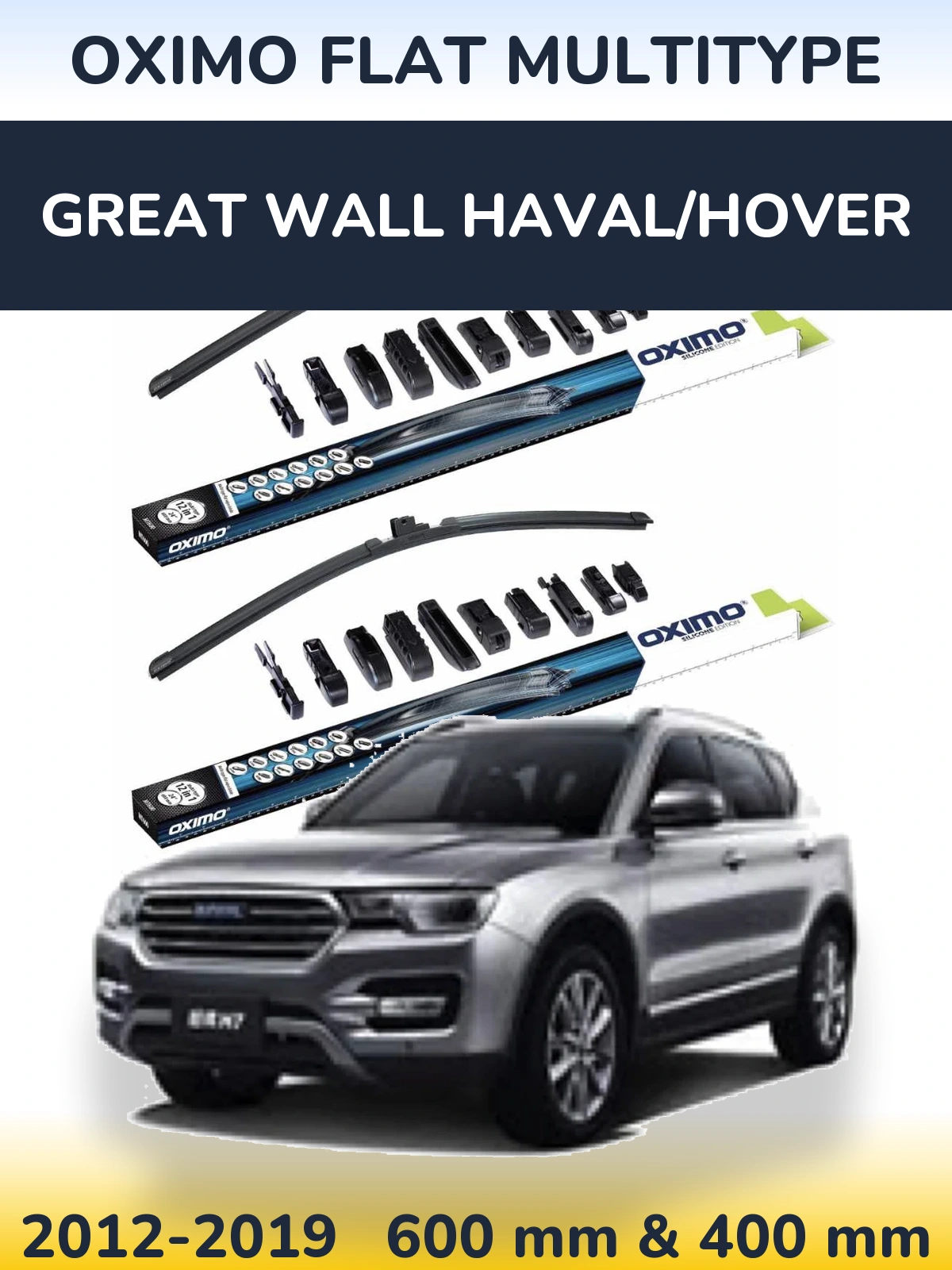 Front wiper blade set Oximo Flat MultiTipoe 600 & 400 mm for Great Wall Haval/Hover 2012-2019