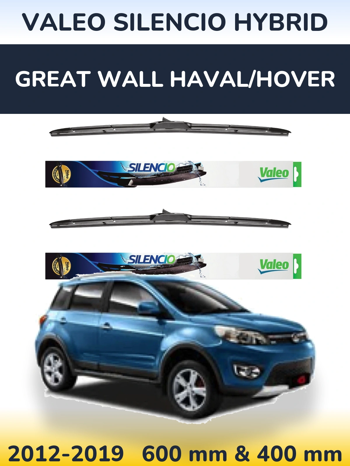 Комплект передних дворников Valeo Silencio Hybrid 600 & 400 мм для Great Wall Haval/Hover 2012-2019