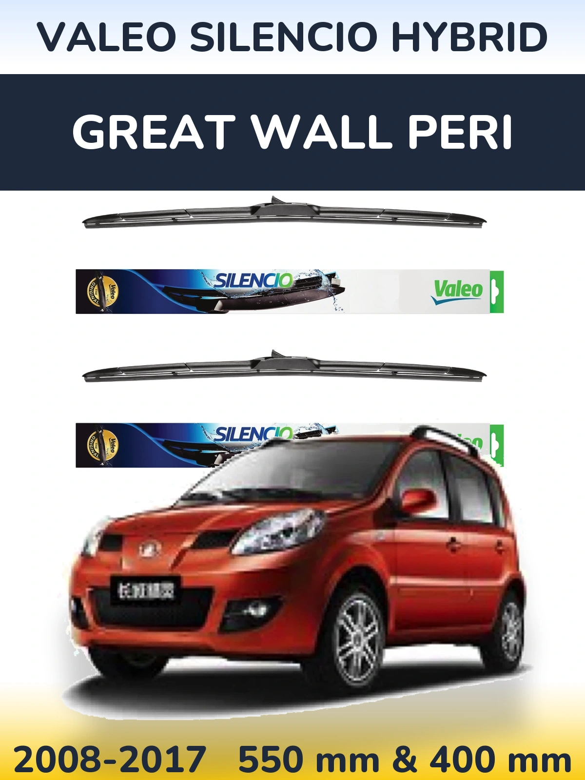 Комплект передніх щіток Valeo Silencio Hybrid 550 & 400 мм для Great Wall Peri 2008-2017